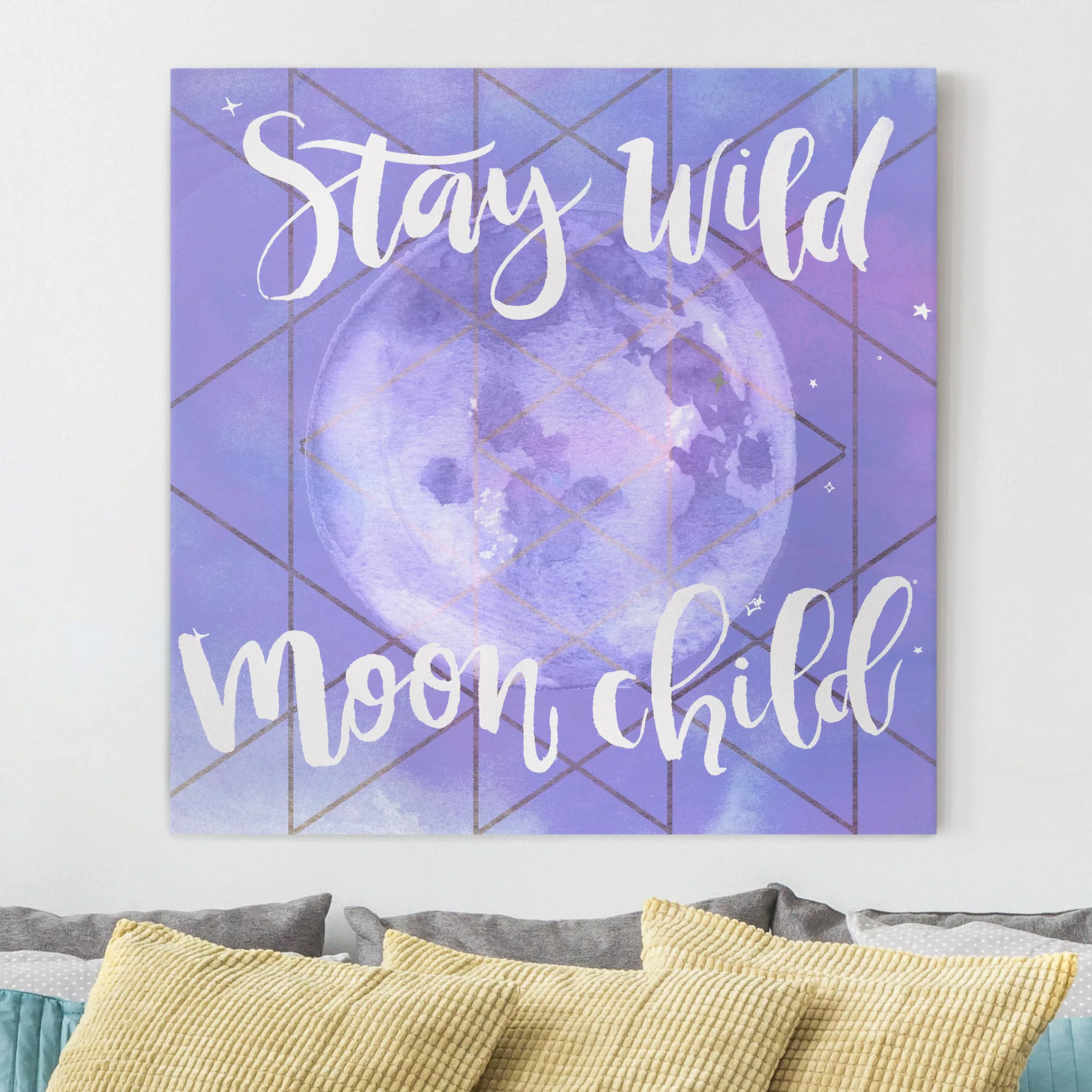 Leinwandbild Spruch - Quadrat Mond-Kind - Stay wild günstig online kaufen
