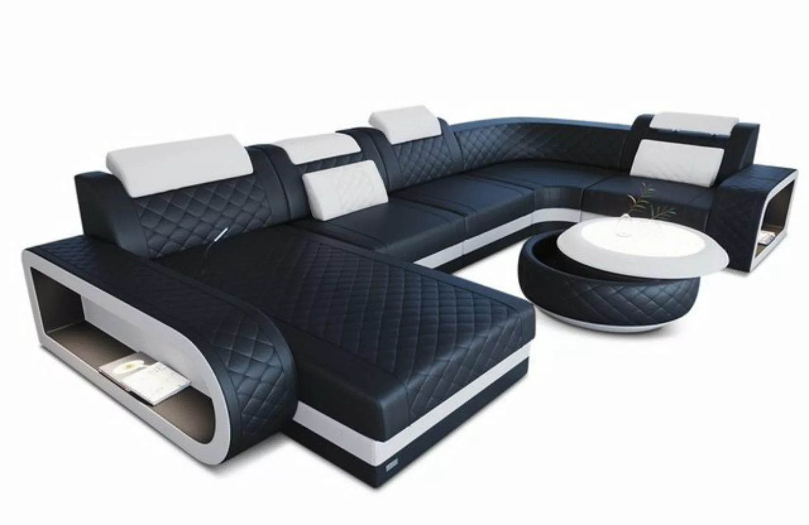 Sofa Dreams Wohnlandschaft Ledersofa Berlin Mini mit LED und USB, Designers günstig online kaufen