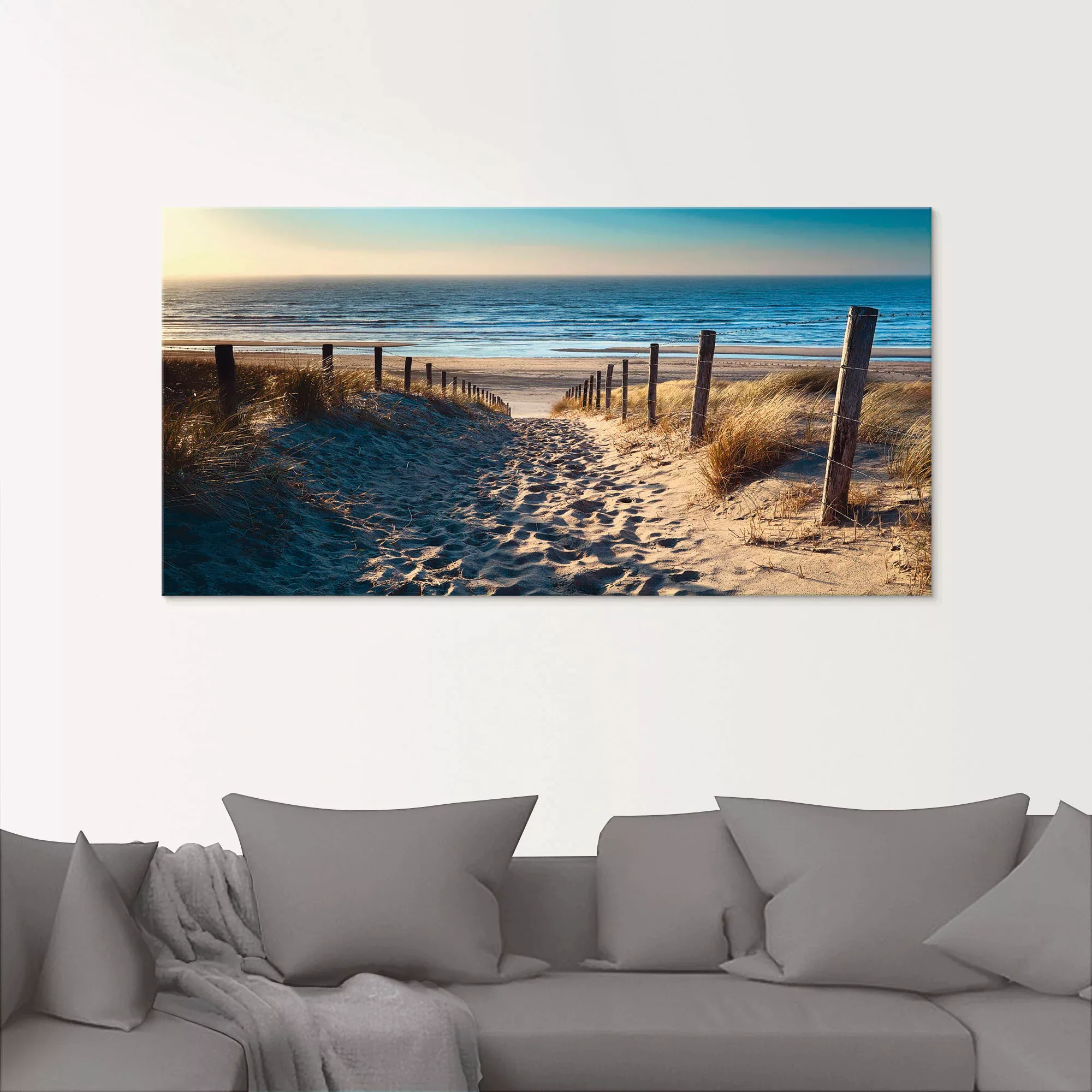 Artland Glasbild "Weg zum Nordseestrand Sonnenuntergang", Strand, (1 St.), günstig online kaufen