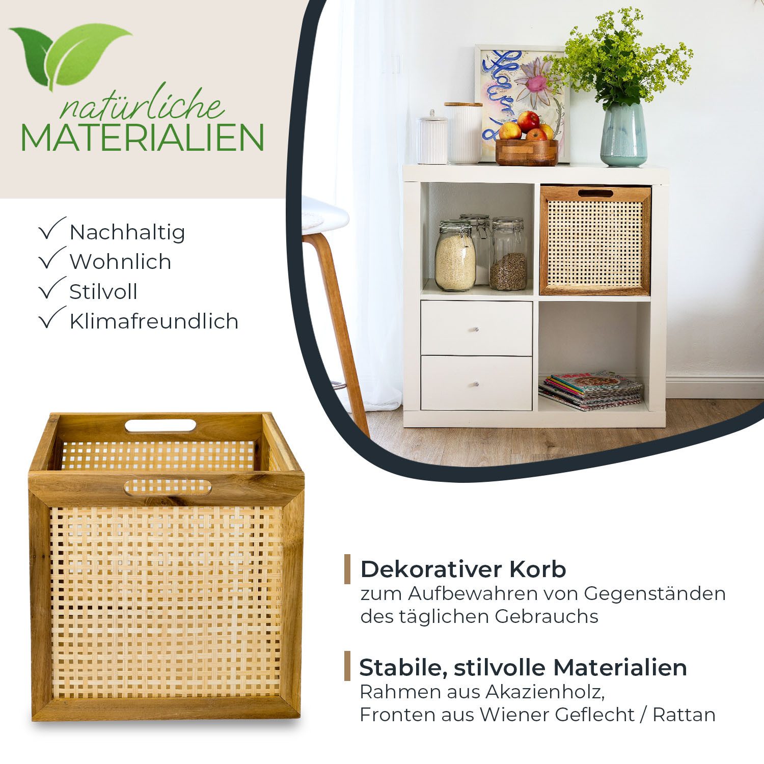 HMF Regalkorb Aufbewahrungskorb mit Wiener Geflecht, günstig online kaufen