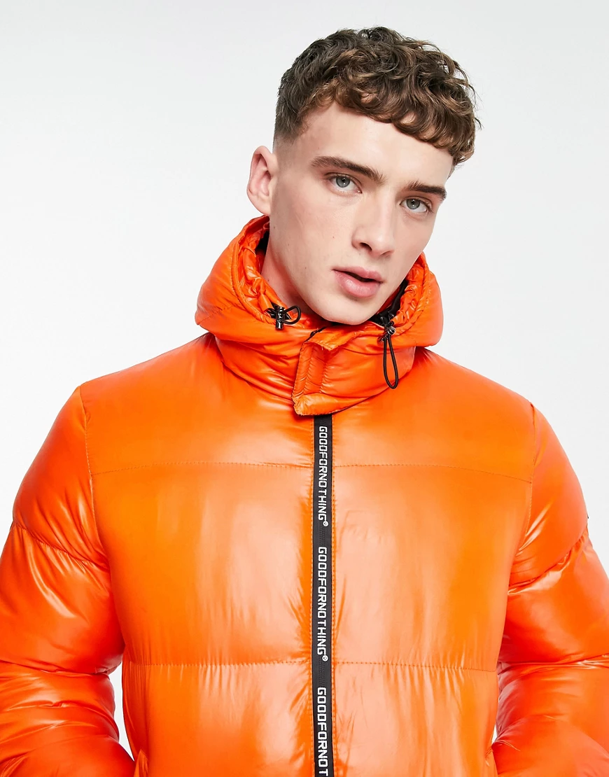 Good For Nothing – Pufferjacke in Orange mit Logo-Reißverschlussband günstig online kaufen