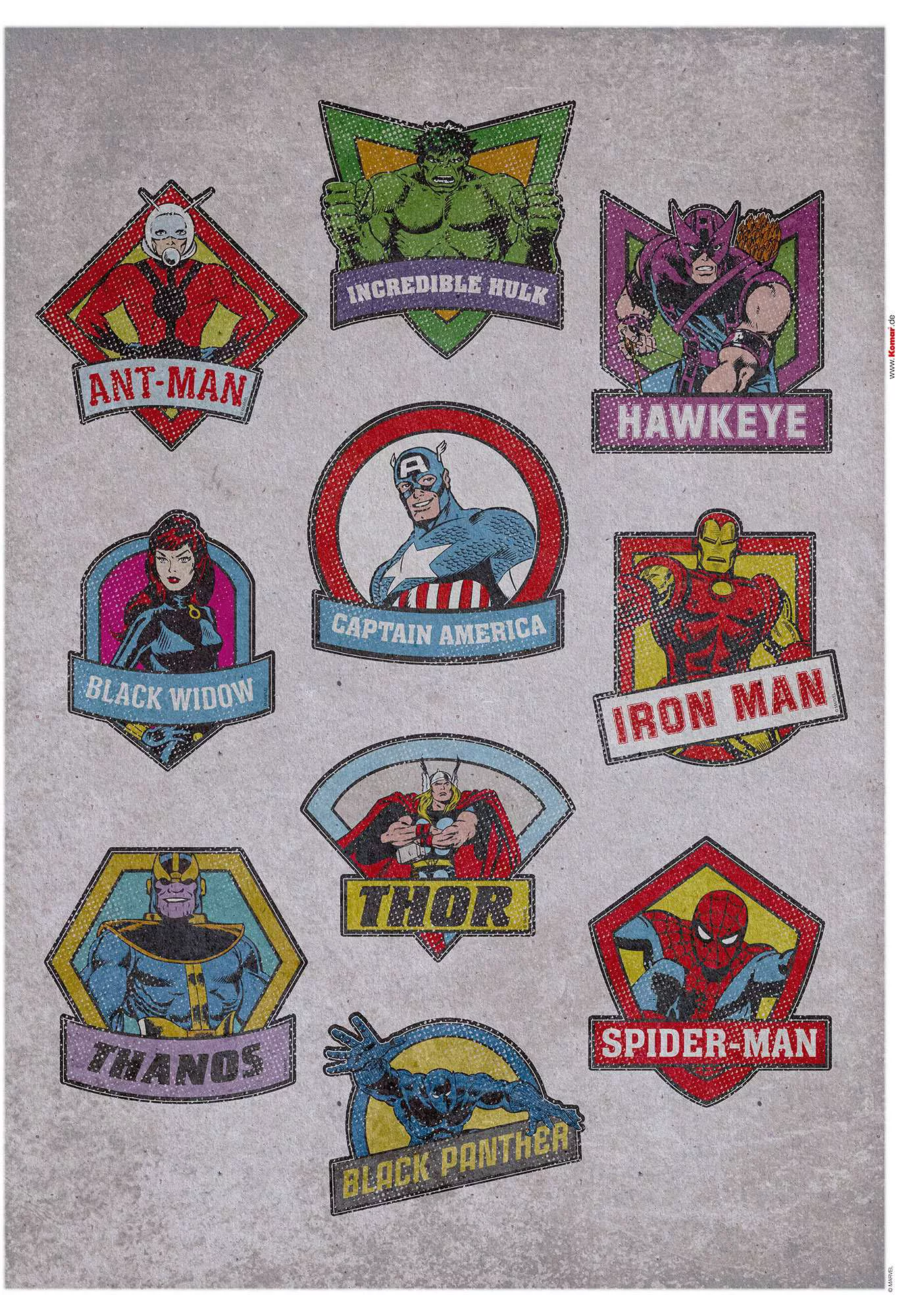 Komar Wandtattoo Avengers Badges  Avengers Badges B/L: ca. 50x70 cm günstig online kaufen