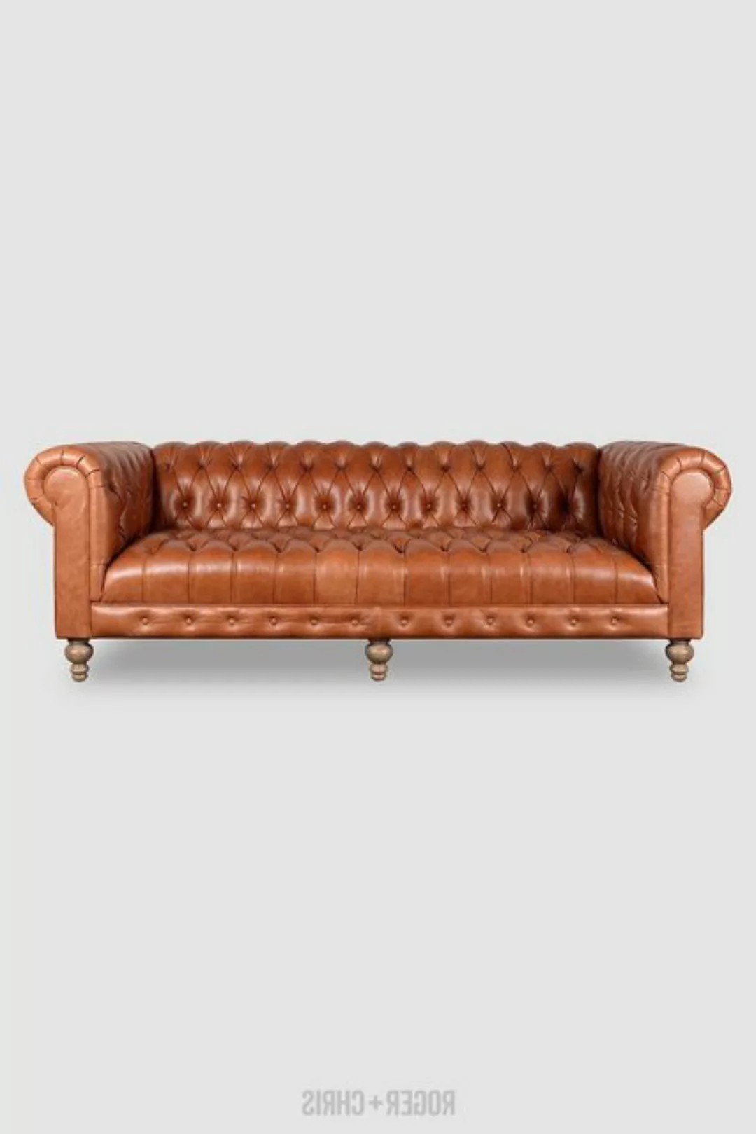 Xlmoebel Sofa 3-Sitzer Ledersofa Chesterfield Original Braun Polstercouch, günstig online kaufen