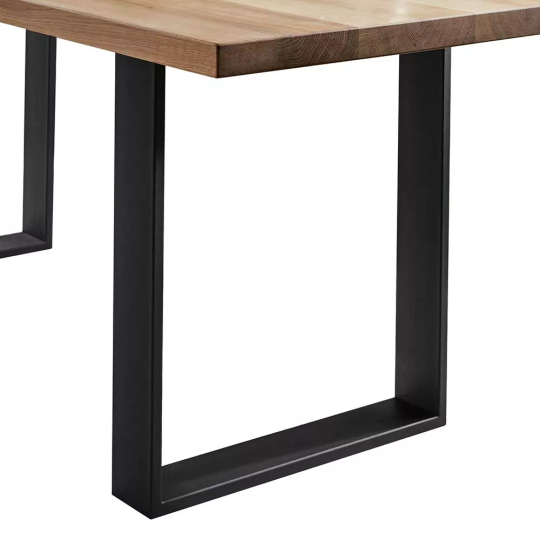 Esszimmertisch aus Wildeiche Massivholz und Stahl Loft Design günstig online kaufen