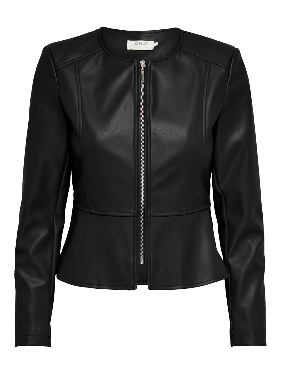 ONLY Schößchen- Kunstlederjacke Damen Schwarz günstig online kaufen