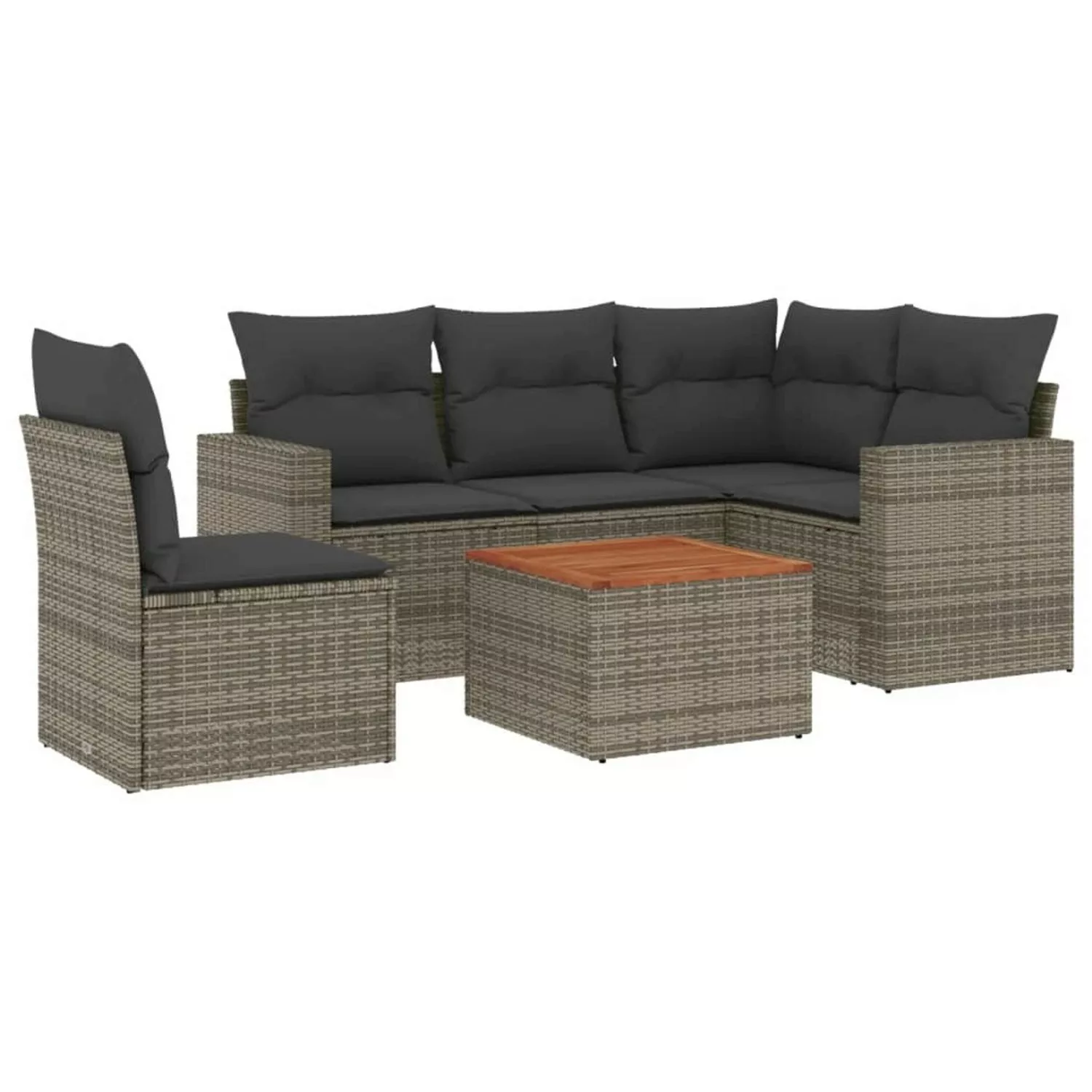 vidaXL 6-tlg Garten-Sofagarnitur mit Kissen Grau Poly Rattan Modell 62 günstig online kaufen