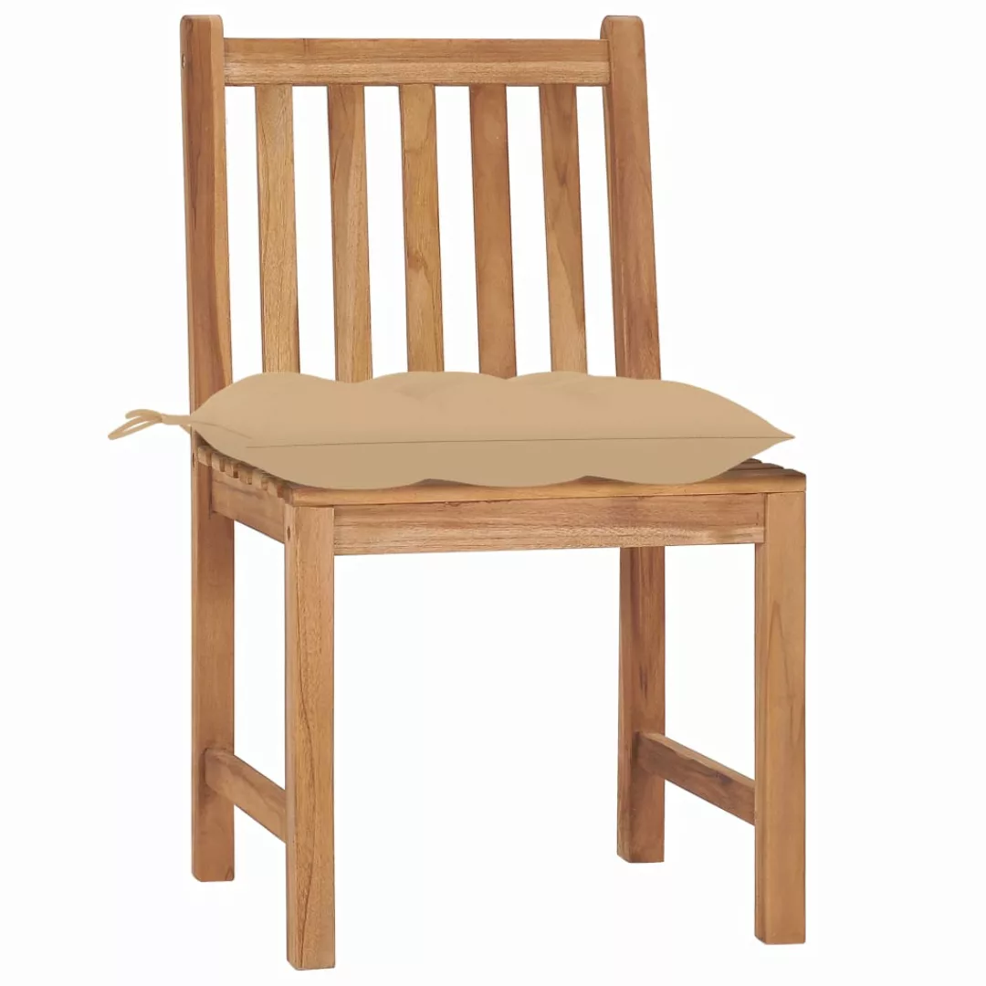Gartenstühle 2 Stk. Mit Kissen Massivholz Teak günstig online kaufen