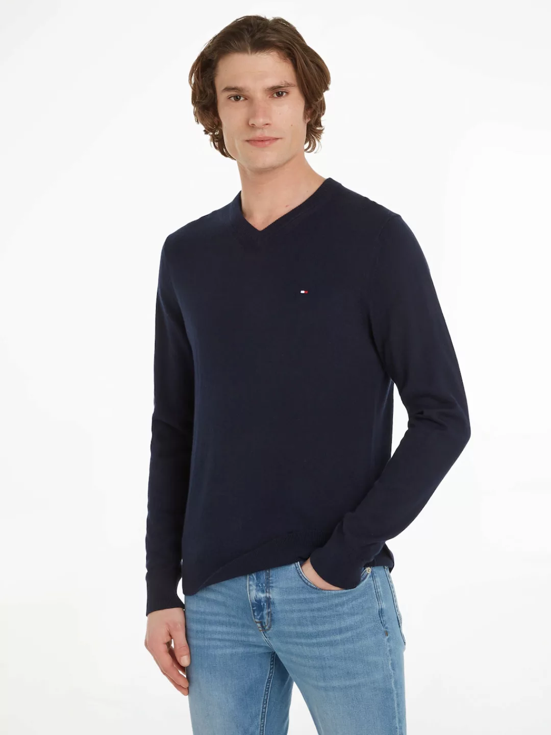 Tommy Hilfiger V-Ausschnitt-Pullover "PIMA ORG CTN CASHMERE V NECK" günstig online kaufen