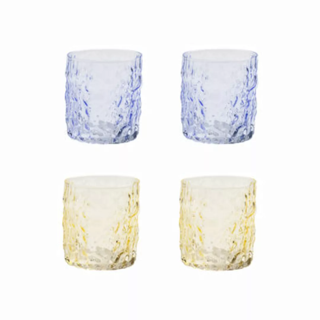 Glas Trunk glas blau gelb / 4er-Set - Ø 8 x H 9 cm - & klevering - Gelb günstig online kaufen
