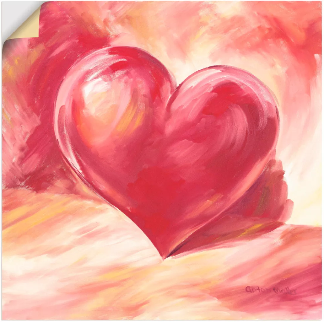 Artland Wandbild "Rosa/rotes Herz", Herzen, (1 St.) günstig online kaufen