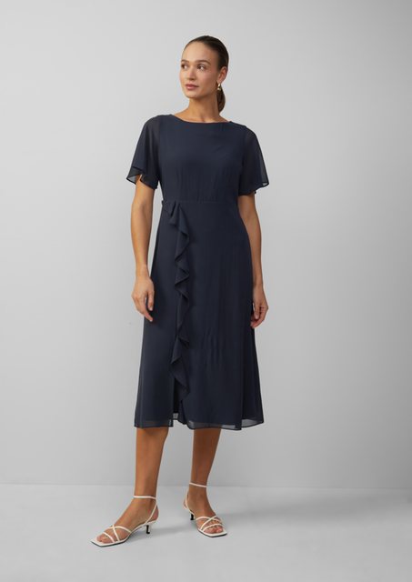 s.Oliver BLACK LABEL Minikleid Chiffonkleid mit Volants und U-Boot-Ausschni günstig online kaufen