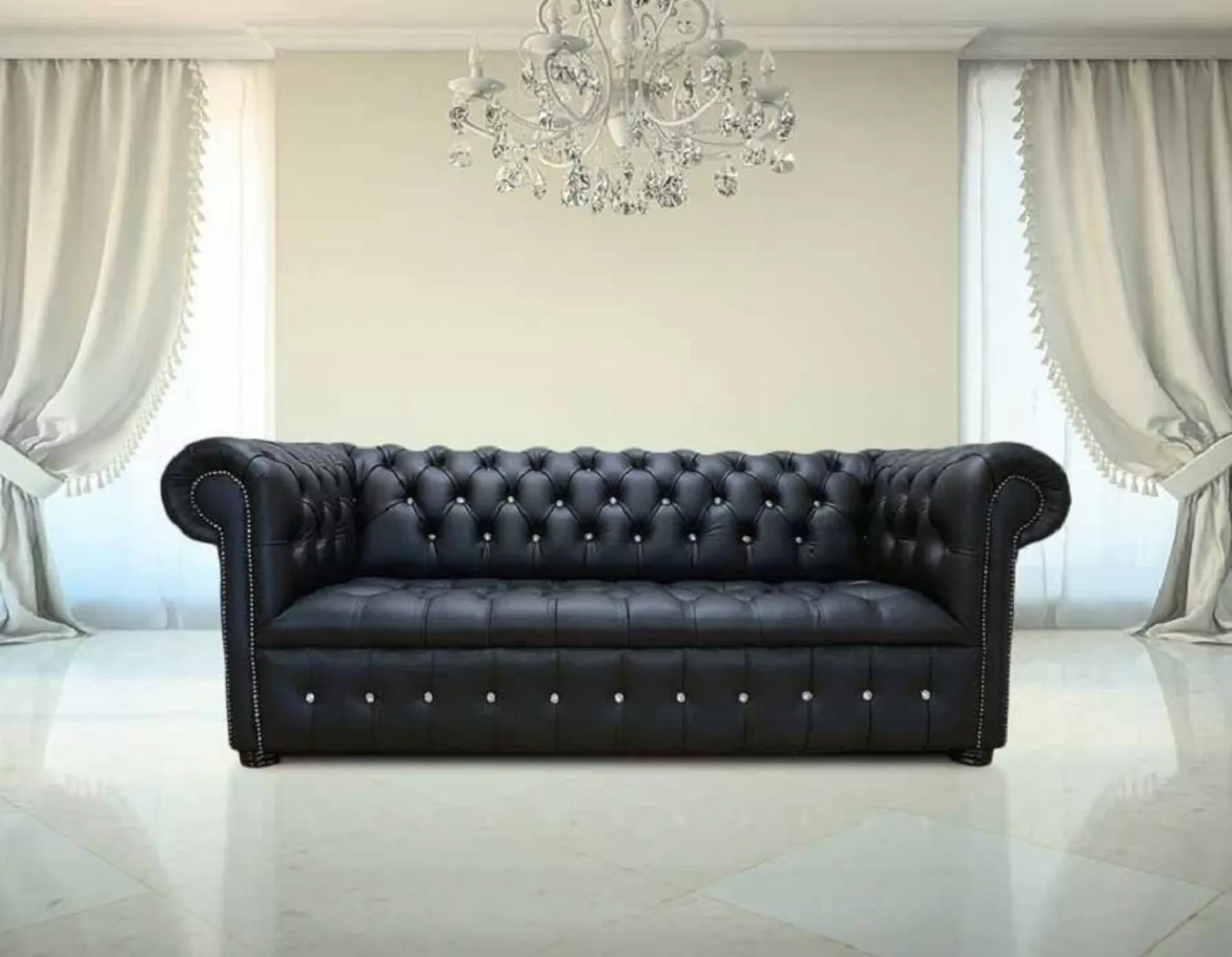 JVmoebel 3-Sitzer Chesterfield Sofa Couch Polster Garnitur 3 Sitzer 100% Le günstig online kaufen