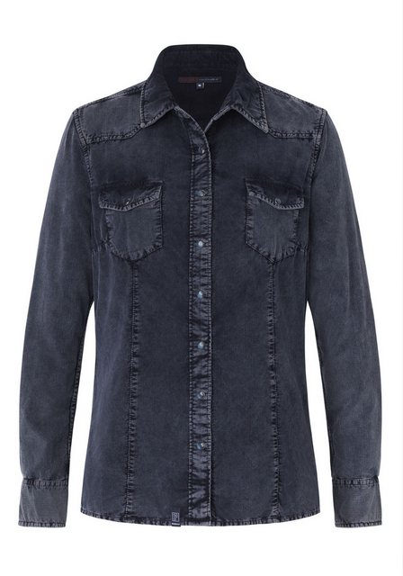 Paddock's Langarmshirt Denim shirt (1-tlg) Damen Hemdbluse Cord aus reiner günstig online kaufen