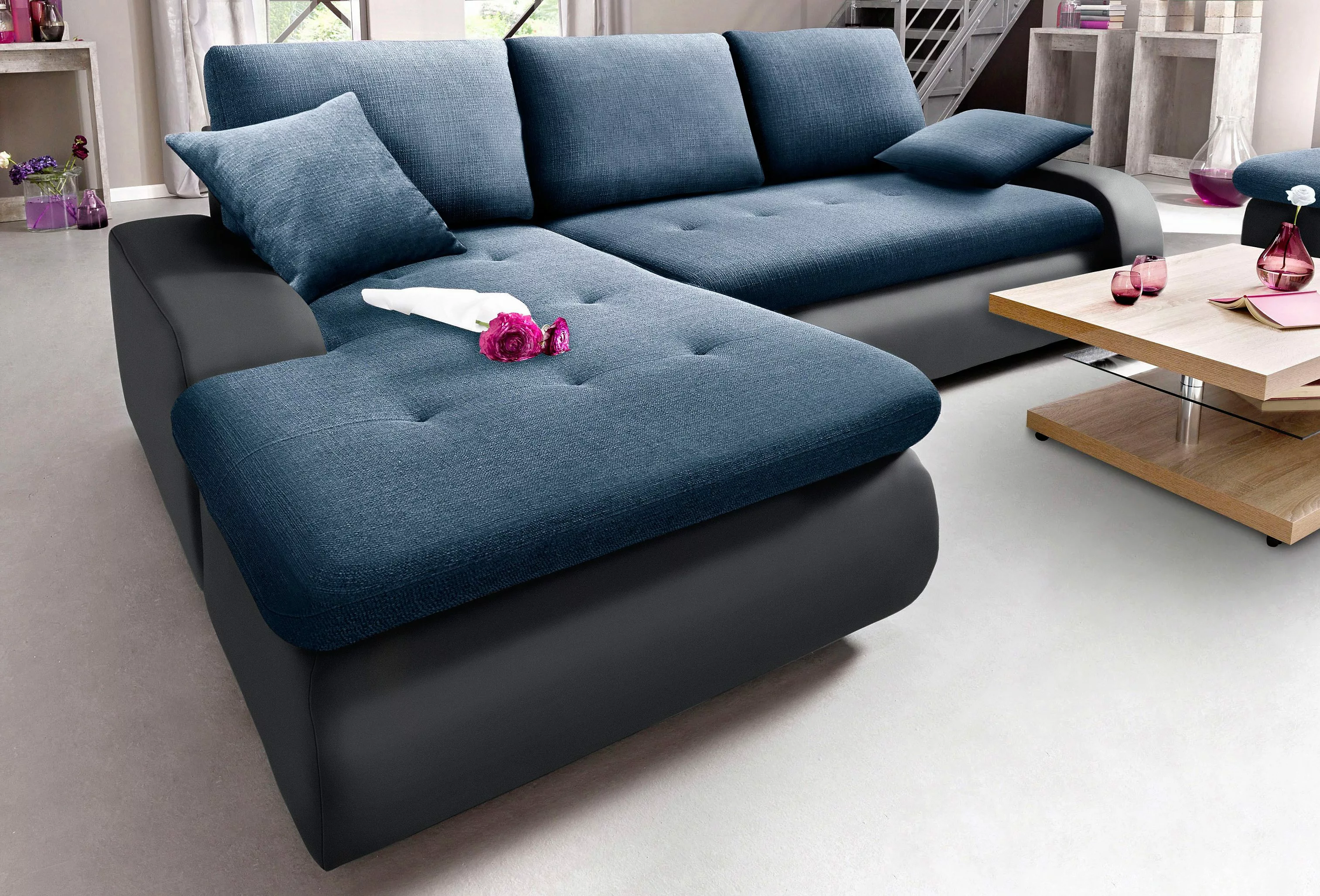 TRENDMANUFAKTUR Ecksofa "Indie, modern und bequem, Materialmix, L-Form", wa günstig online kaufen