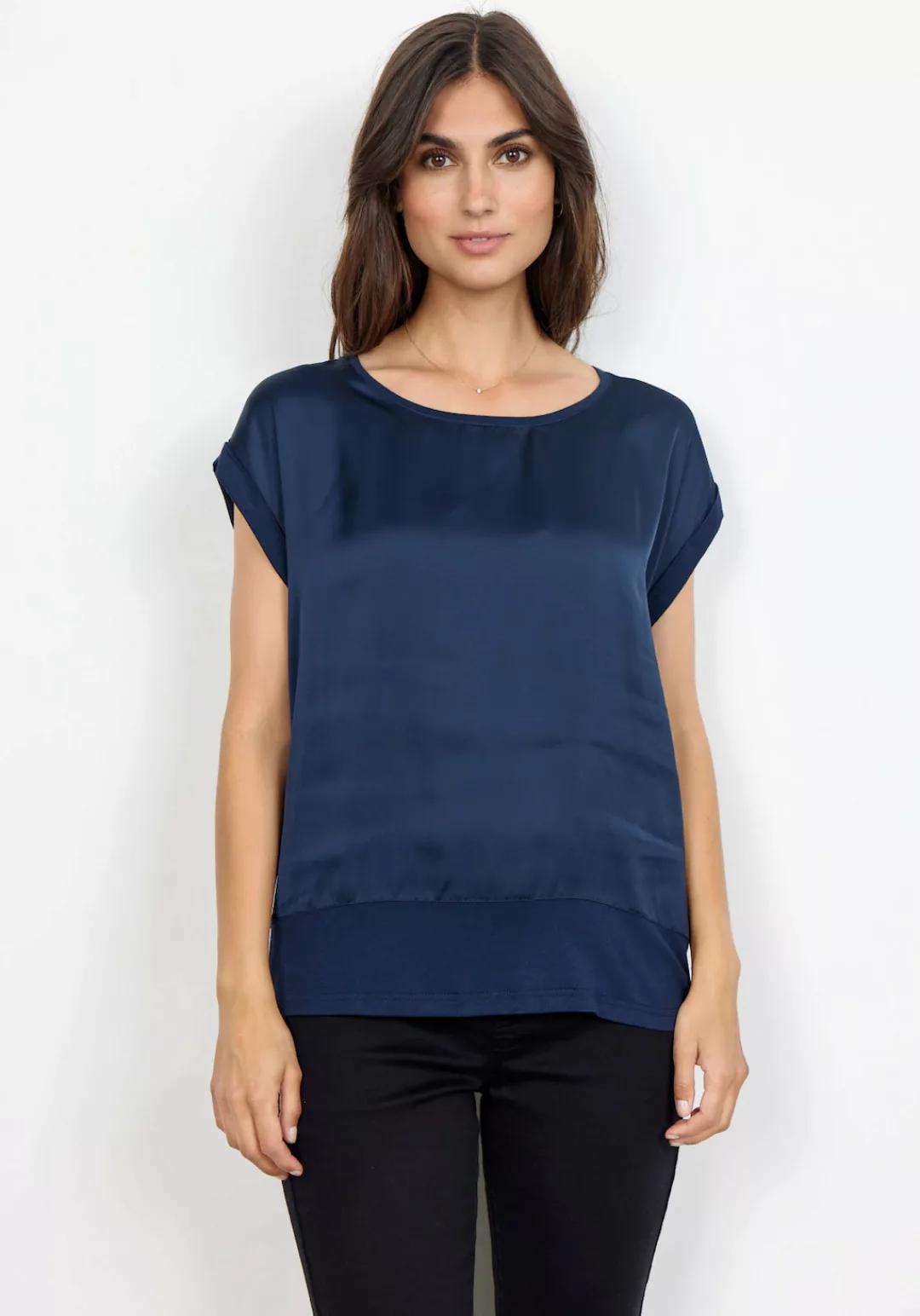 soyaconcept Shirtbluse "SC-Thilde6", mit Bündchen und Vorderteil aus Satin, günstig online kaufen