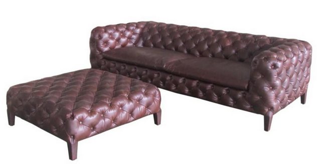 Xlmoebel Sofa Neu Chesterfield Designer Sofa Couch Polster 3-Sitzer Leder L günstig online kaufen