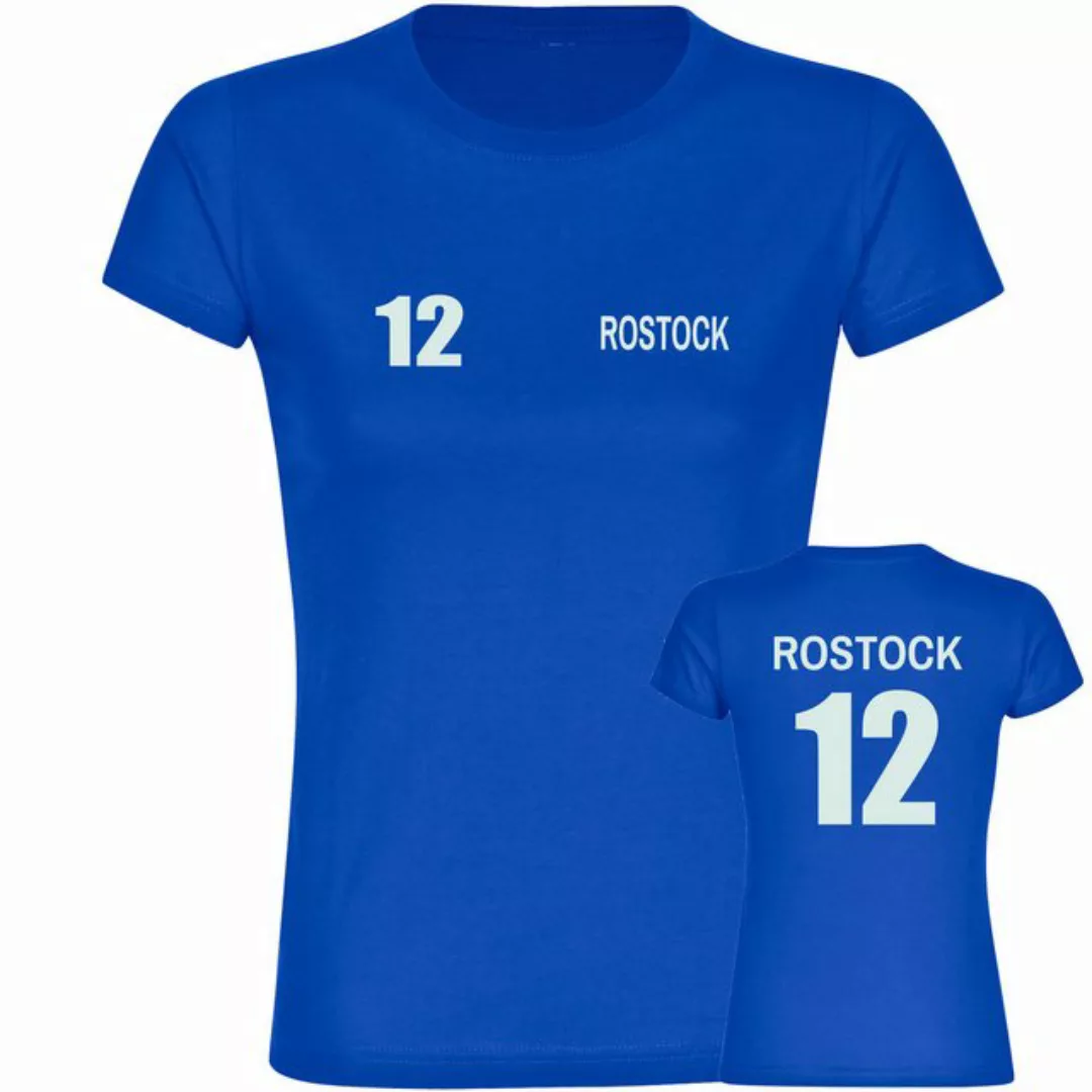 multifanshop T-Shirt Damen Rostock - Trikot Nummer 12 - Frauen günstig online kaufen