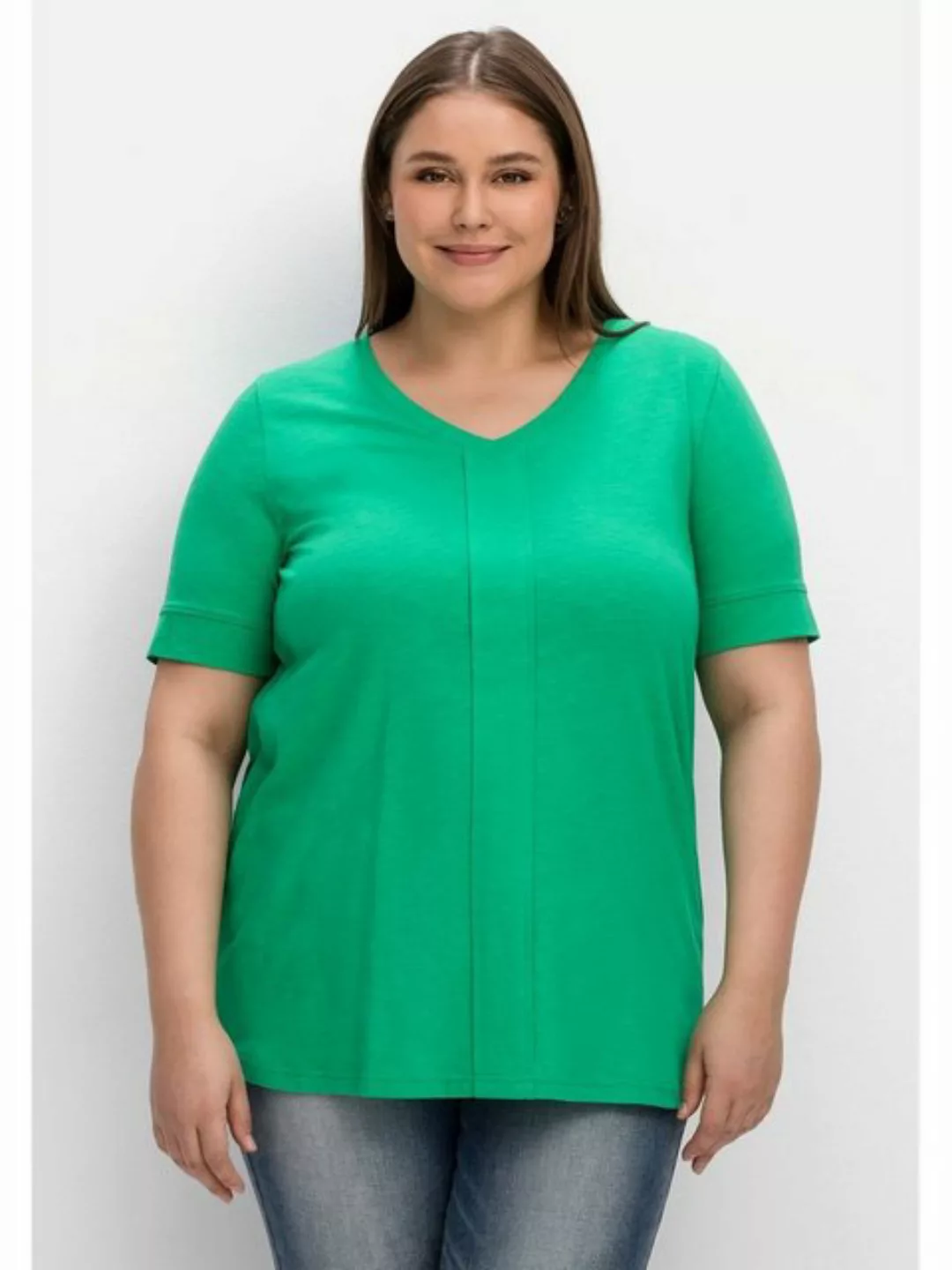 Sheego T-Shirt "Große Größen", mit dekorativer Falte vorne günstig online kaufen