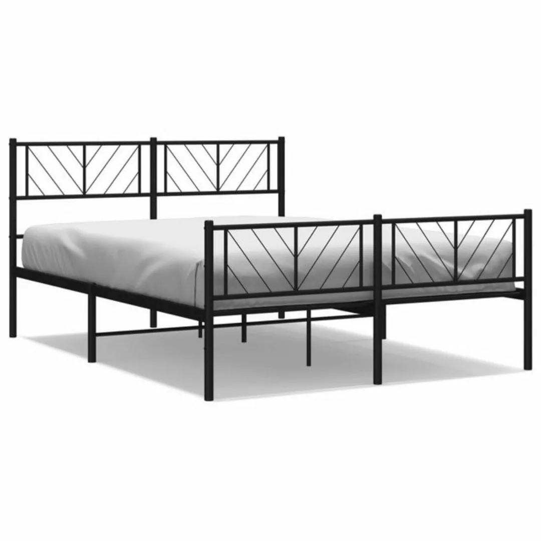 furnicato Bett Bettgestell mit Kopf- und Fußteil Metall Schwarz 120x200 cm günstig online kaufen