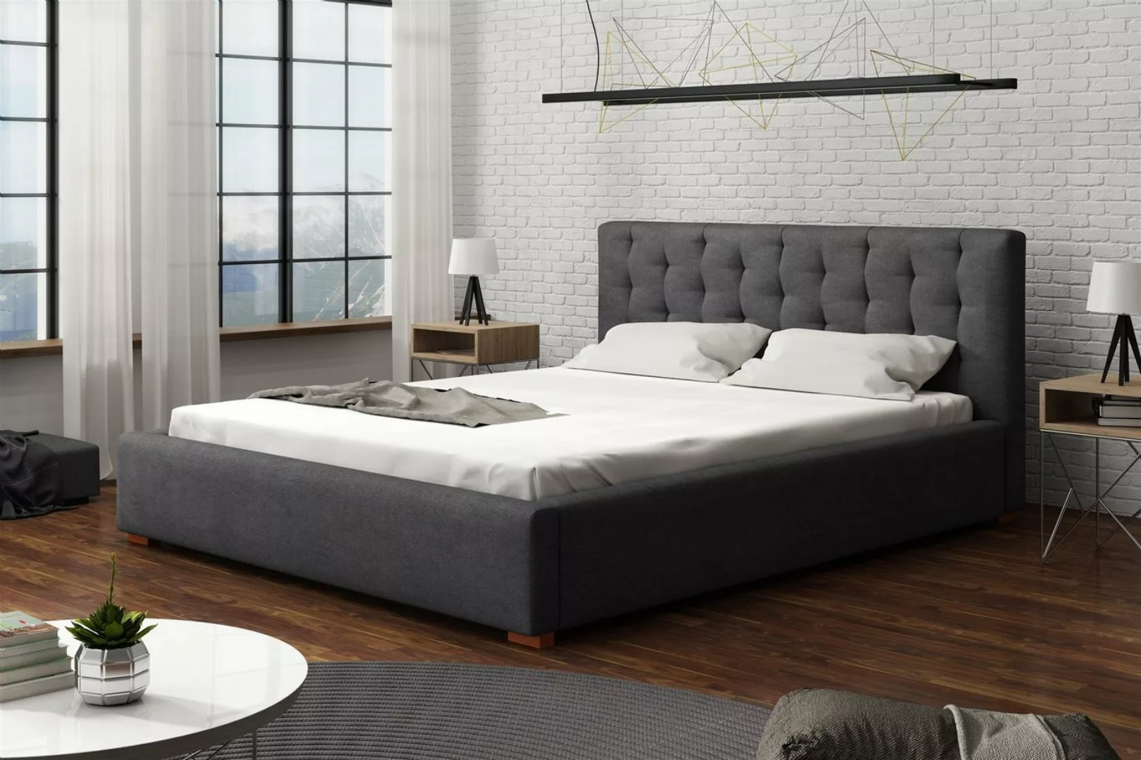 Fun Möbel Polsterbett Schlafzimmerbett LUCCA in Stoff Cloud (inkl. Bettkast günstig online kaufen