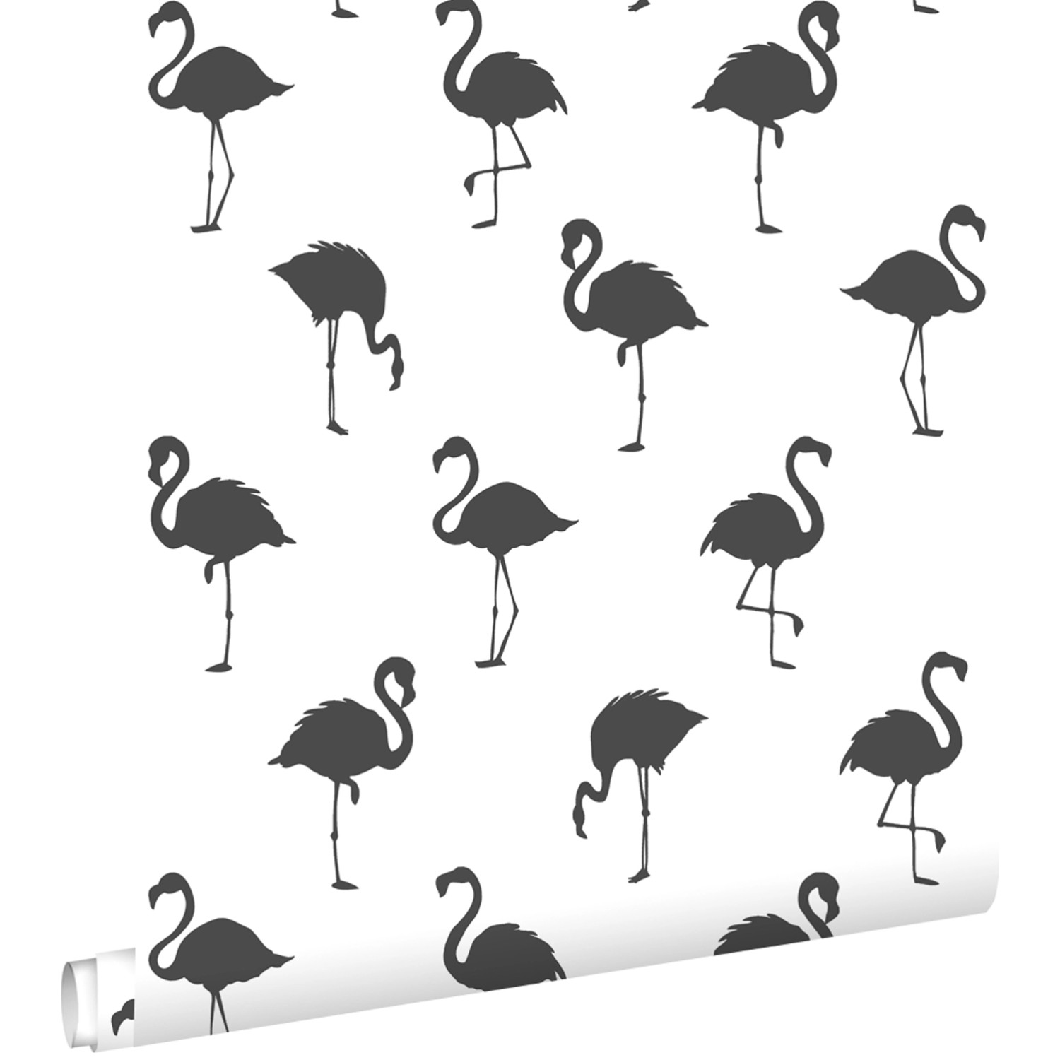 ESTAhome Tapete Flamingos Schwarz und Weiß 0,53 x 10,05 m 138993 günstig online kaufen