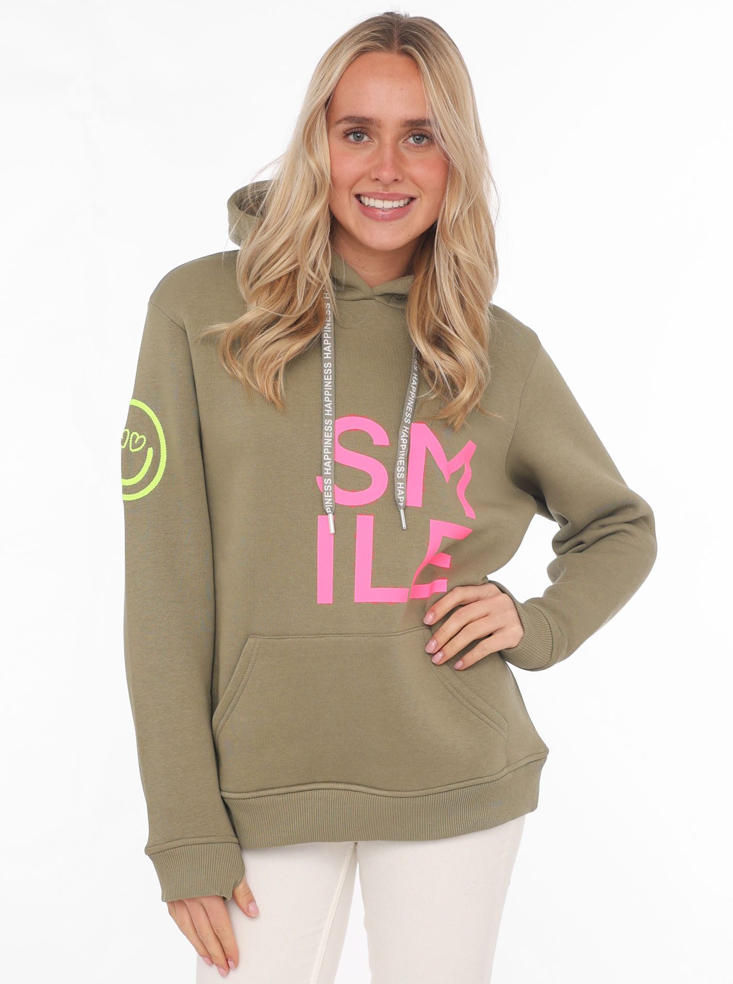 Zwillingsherz Hoodie "Alissa" Langarm, Kapuze, Neon-Details, günstig online kaufen