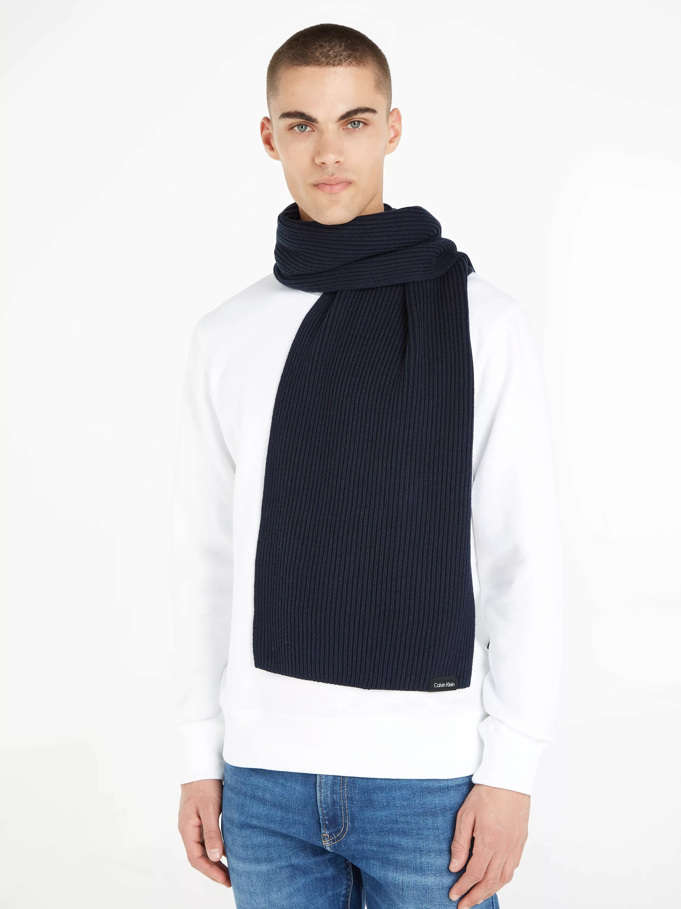 Calvin Klein Schal "CLASSIC COTTON RIB KNIT SCARF", mit Markenlabel günstig online kaufen