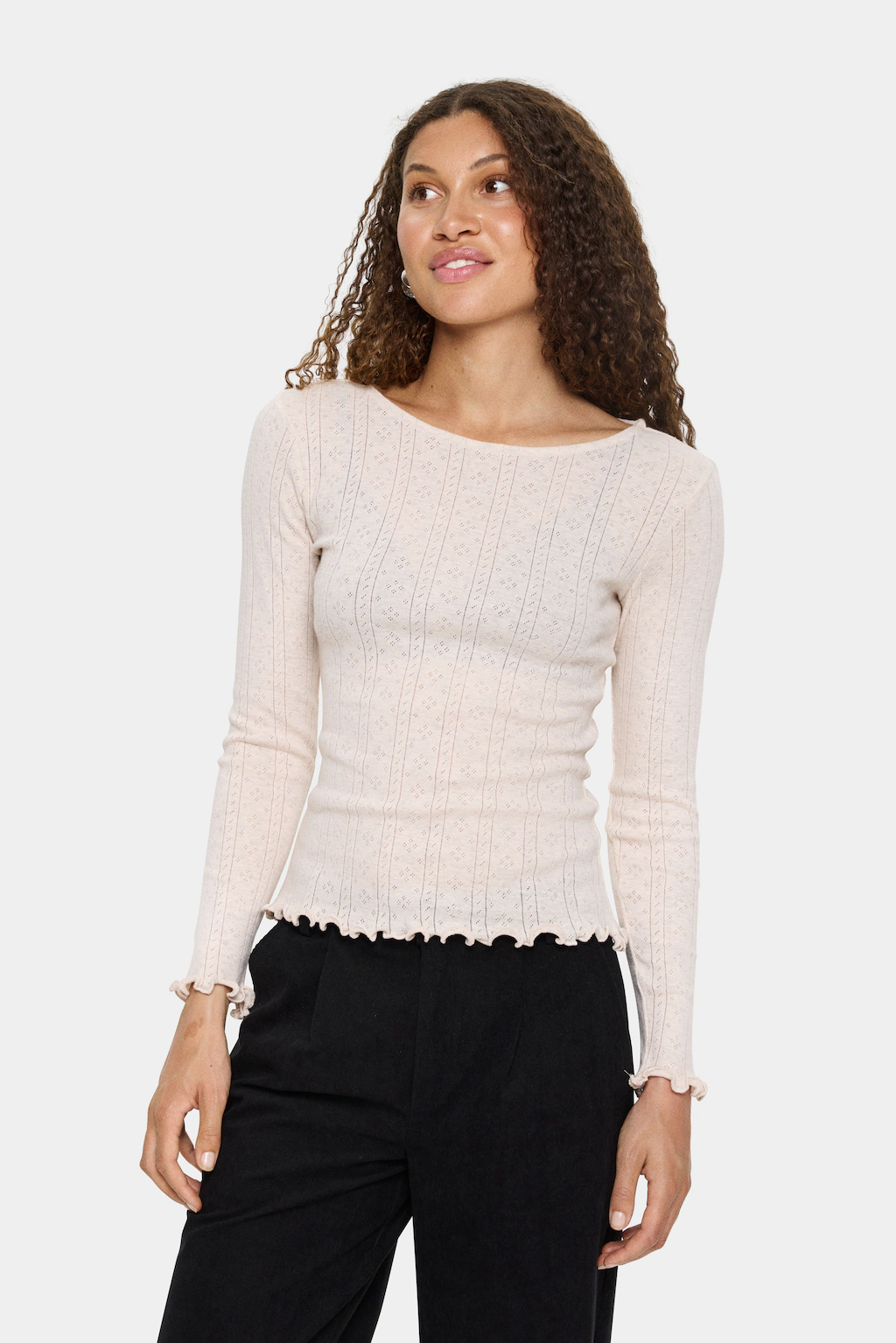 Saint Tropez Langarmshirt "GruSZ Blouse", gewellter Saum günstig online kaufen