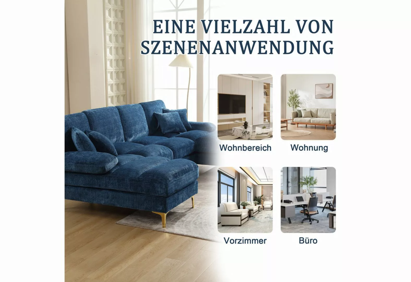 KoDise Sofa modulares Ecksofa Schlafsofa , Chenillestoff, mit Fußstütze&Pol günstig online kaufen