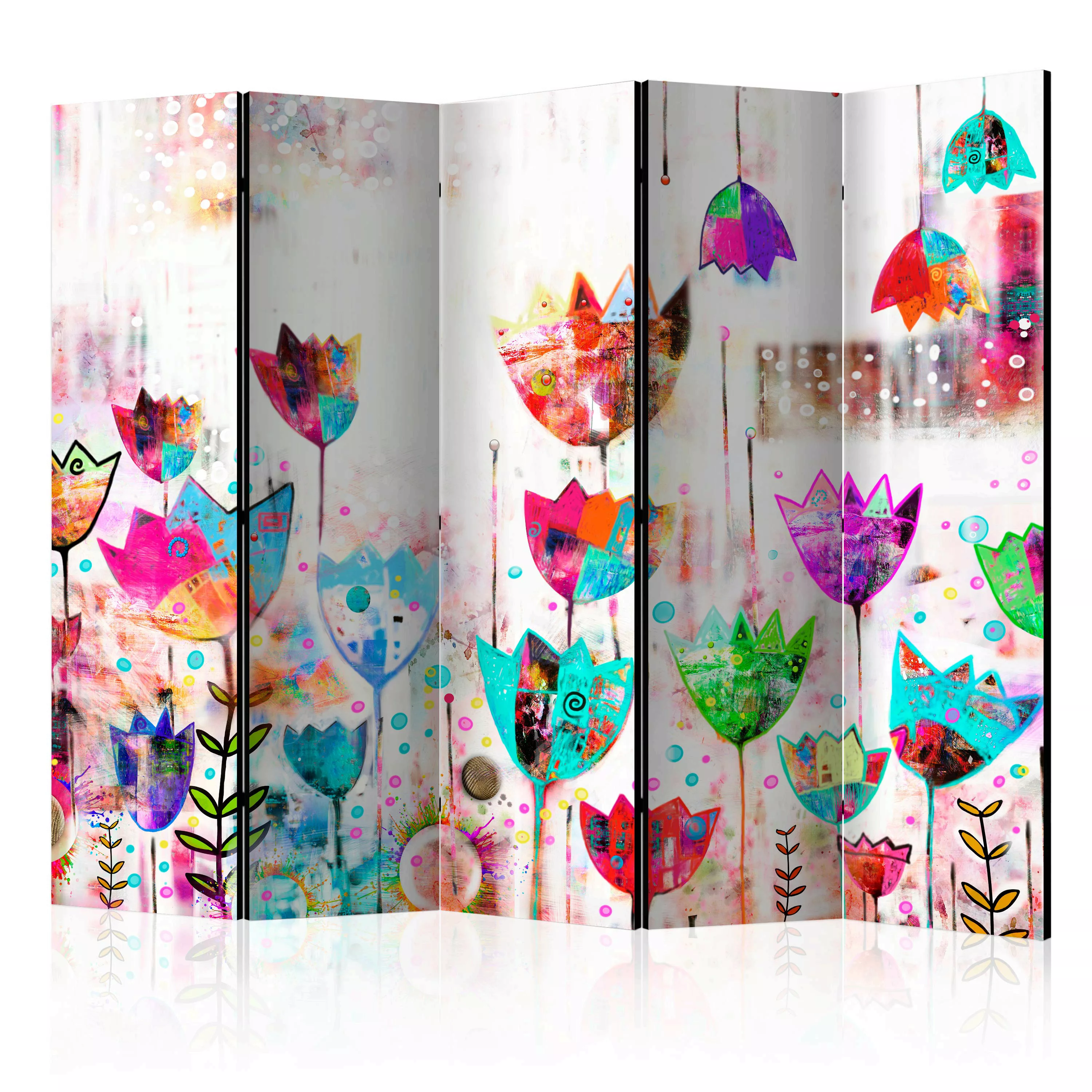 5-teiliges Paravent - Colorful Tulips Ii [room Dividers] günstig online kaufen