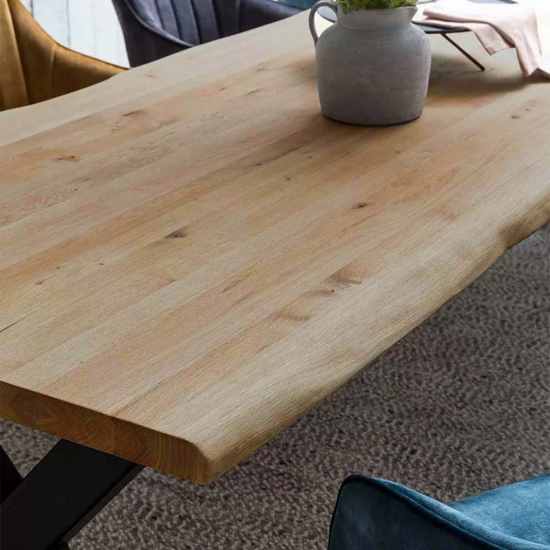 Factory Baumkantentisch aus Eiche Massivholz Metallgestell günstig online kaufen