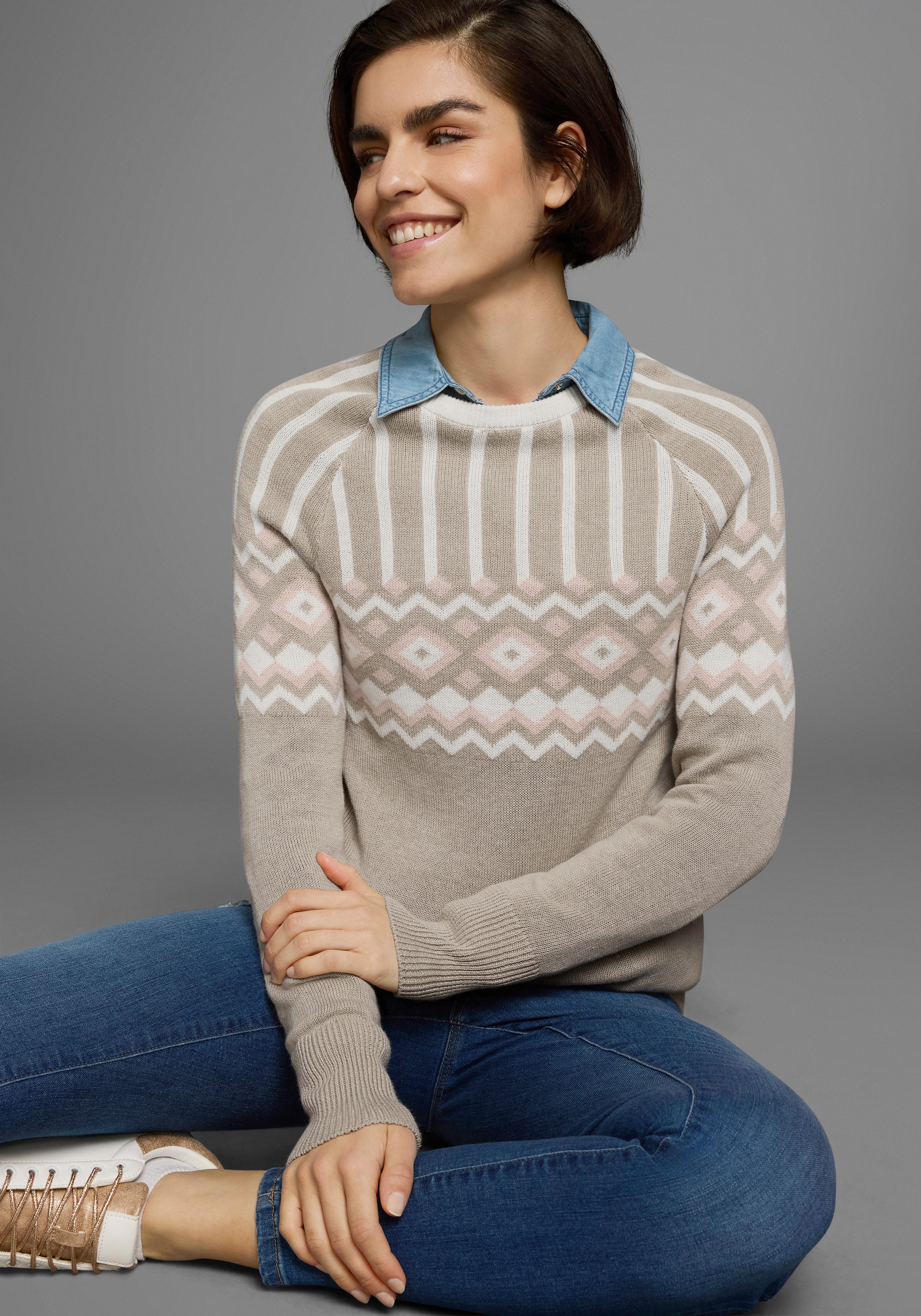 AJC Jacquardpullover mit Norwegermuster in verschiedenen günstig online kaufen