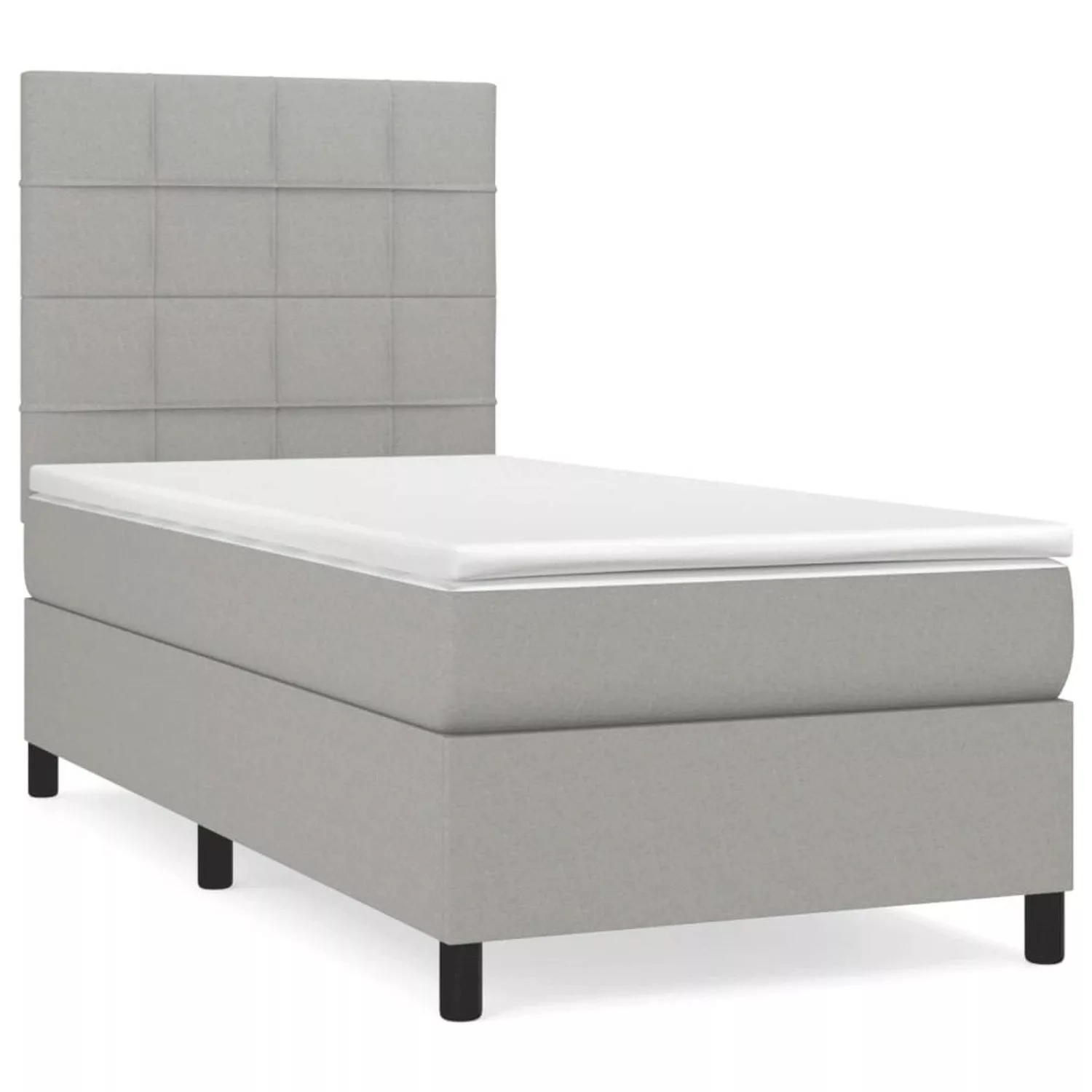 vidaXL Boxspringbett Boxspringbett mit Matratze Hellgrau 90x200 cm Stoff Be günstig online kaufen