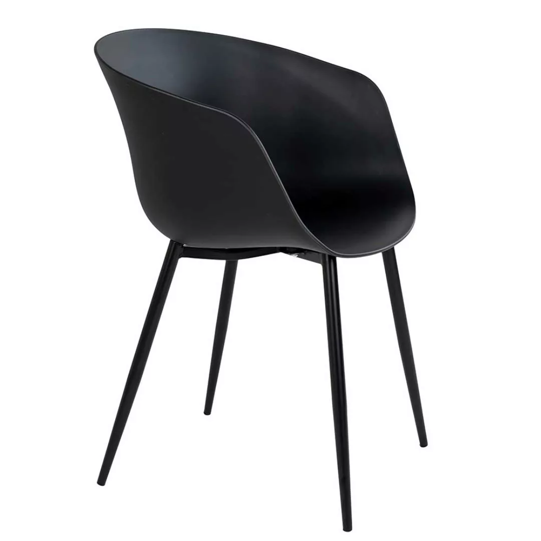 Kunststoff Stühle in Schwarz Gestell aus Metall (2er Set) günstig online kaufen
