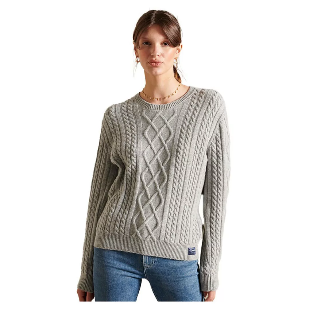 Superdry Premium Cable Crew Pullover M Light Silver Marl günstig online kaufen