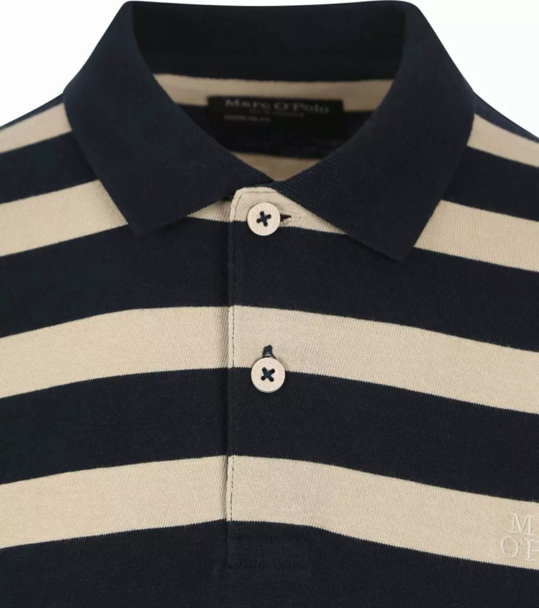 Marc O'Polo Langarm Polohemd Streifen Navy - Größe XL günstig online kaufen