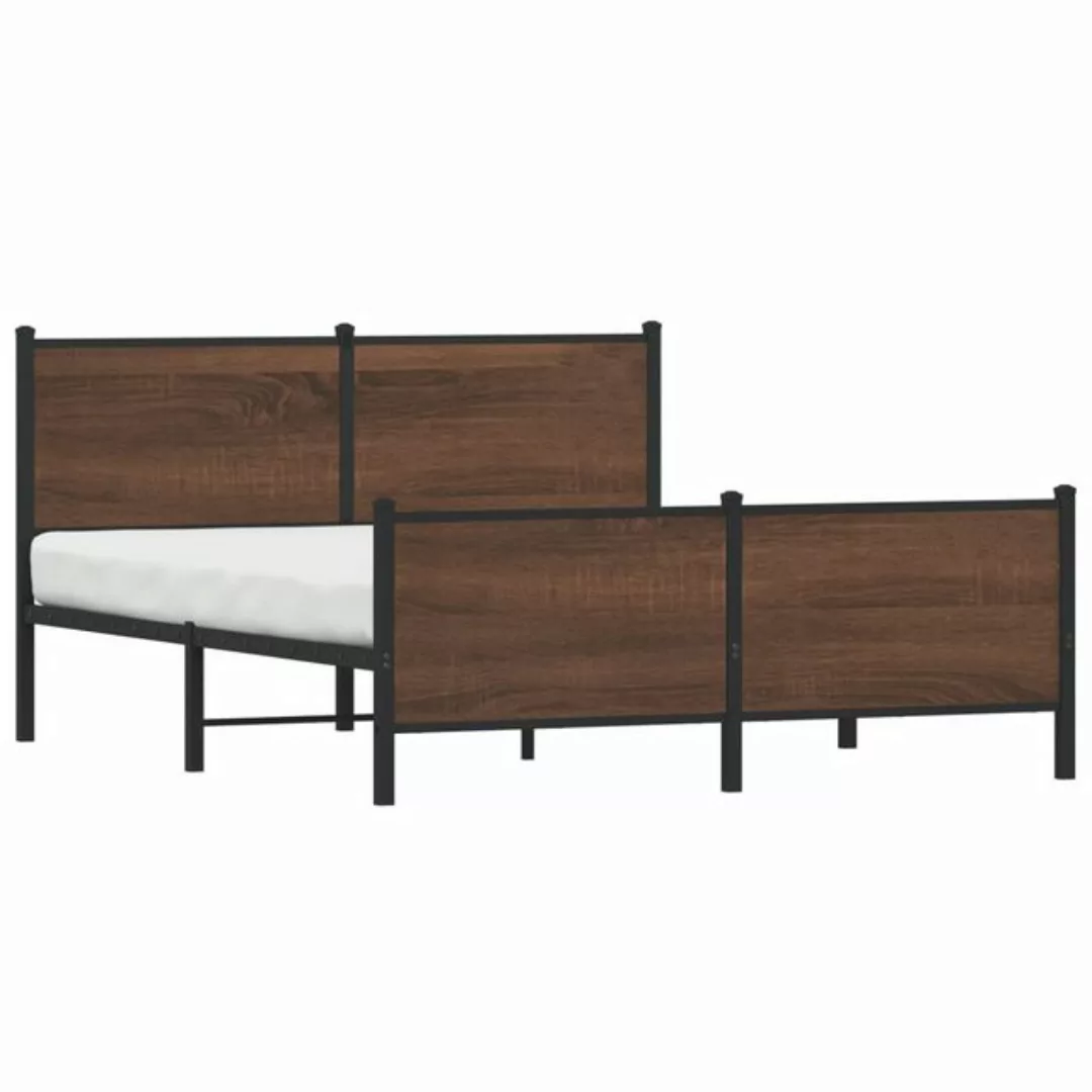 vidaXL Bett Metallbett ohne Matratze Braun Eichen-Optik 140x200 cm günstig online kaufen