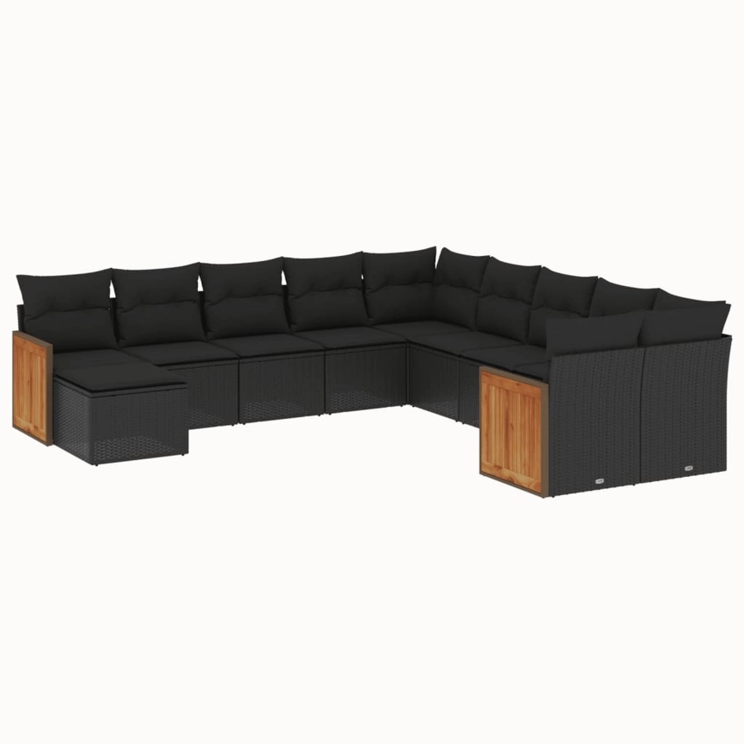 vidaXL 11-Tlg Garten-Sofagarnitur mit Kissen Schwarz Poly Rattan 3228246 günstig online kaufen