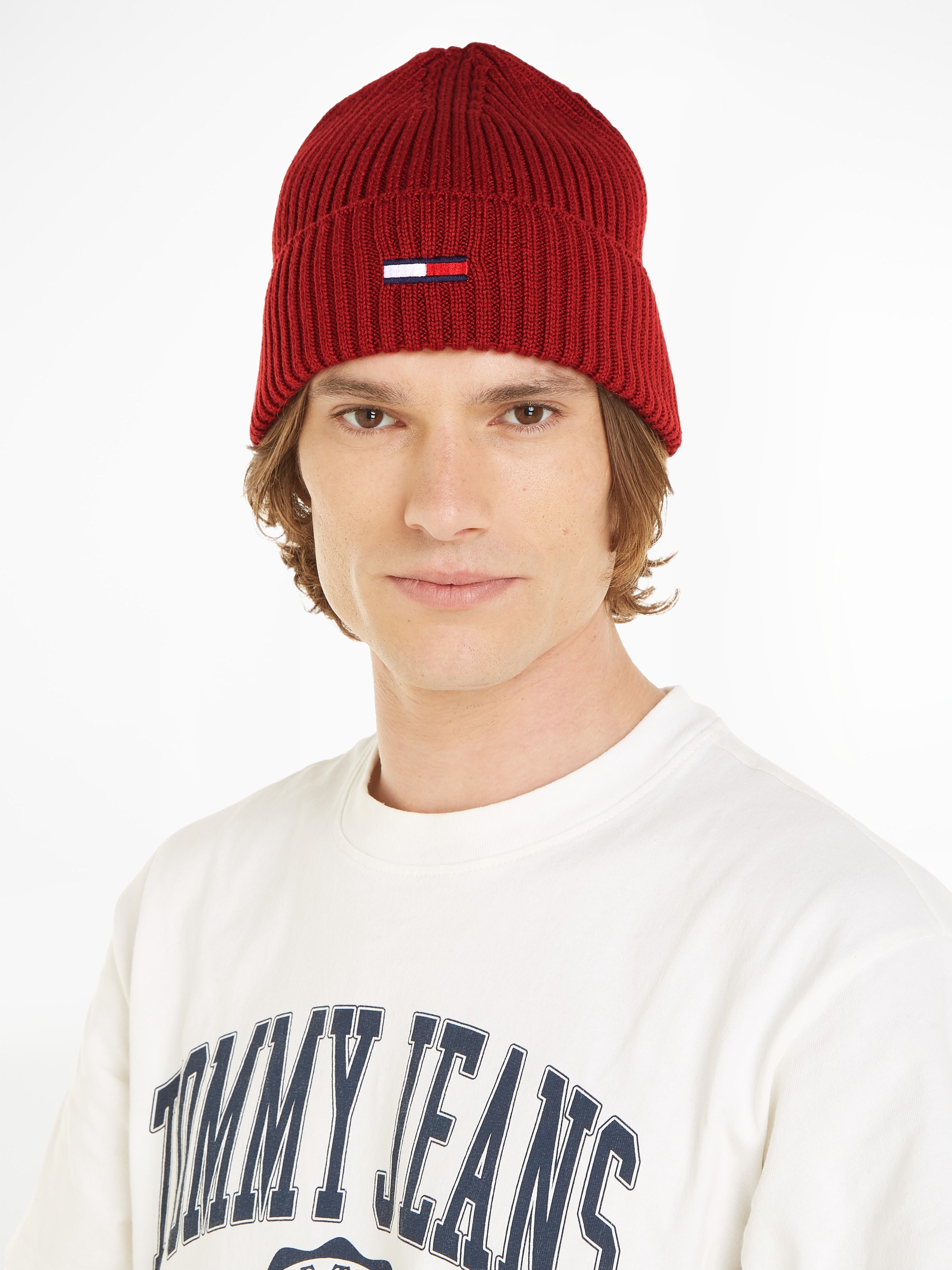 Tommy Jeans Strickmütze "TJM ELONGATED FLAG BEANIE" günstig online kaufen