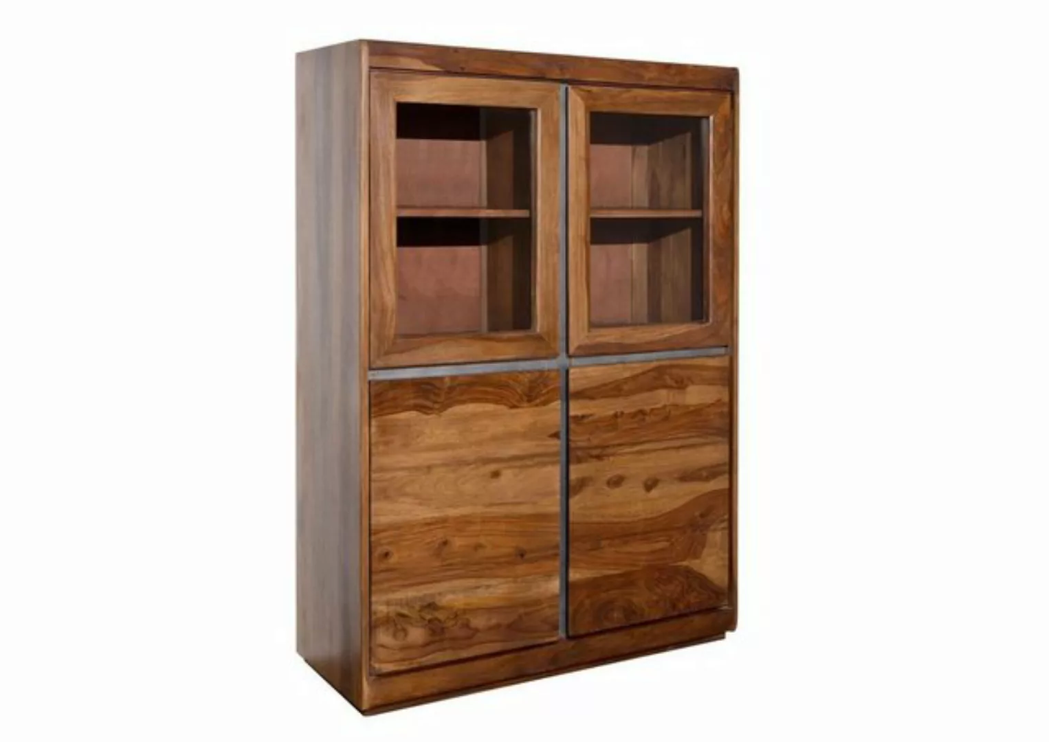 Massivmoebel24 Standvitrine (Vitrine Sheesham 102x40x147 noble unique lacki günstig online kaufen