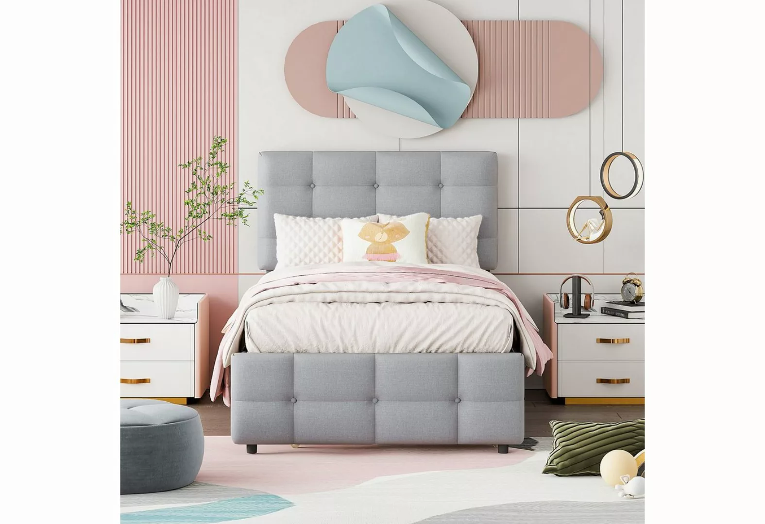 HAUSS SPLOE Polsterbett 90 x 200cm mit ausziehbarem Bett, verstellbares Kop günstig online kaufen