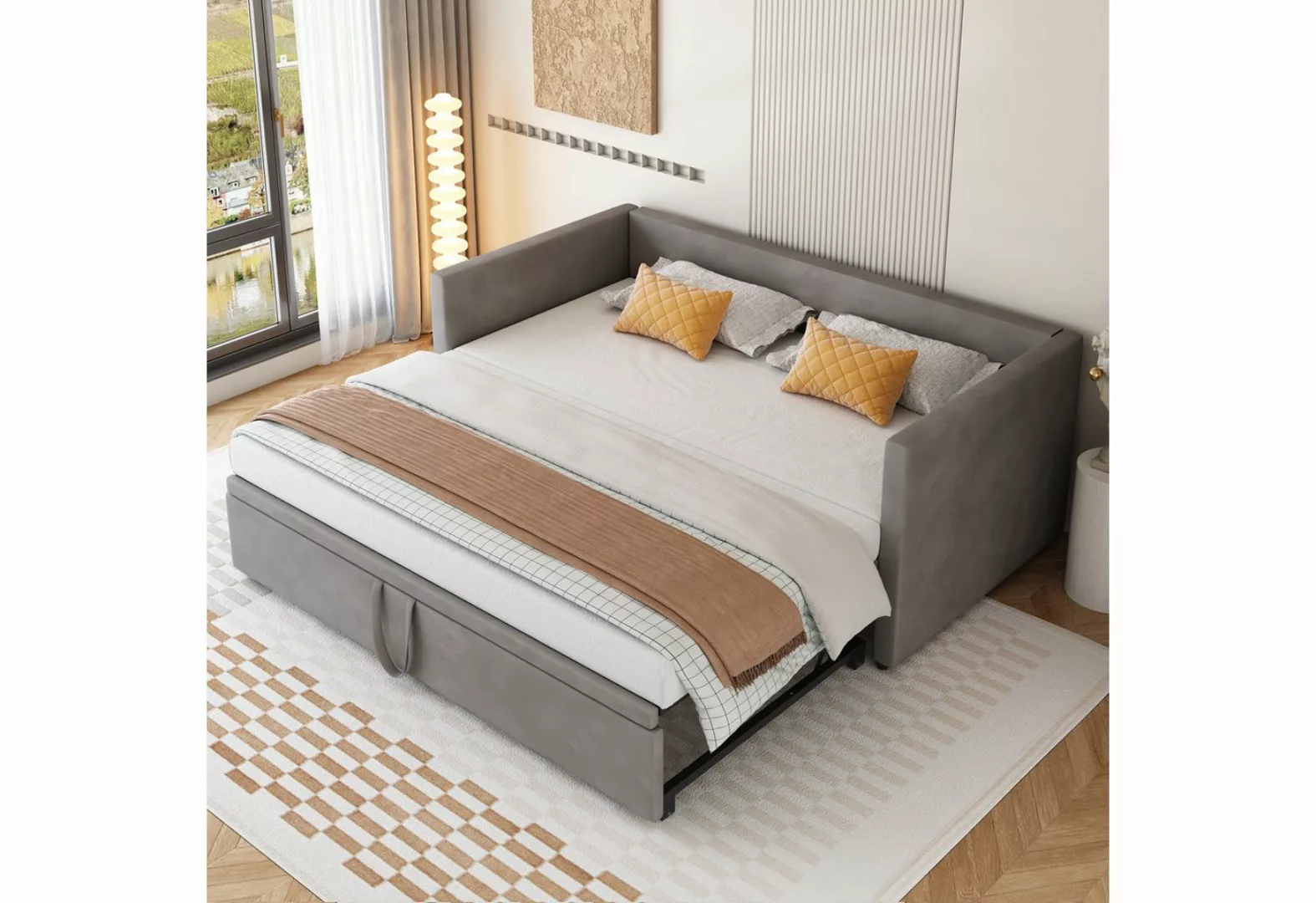 MODFU Bett Funktionsbett Doppelbett, Ausziehbares Schlafsofa (Multifunktion günstig online kaufen