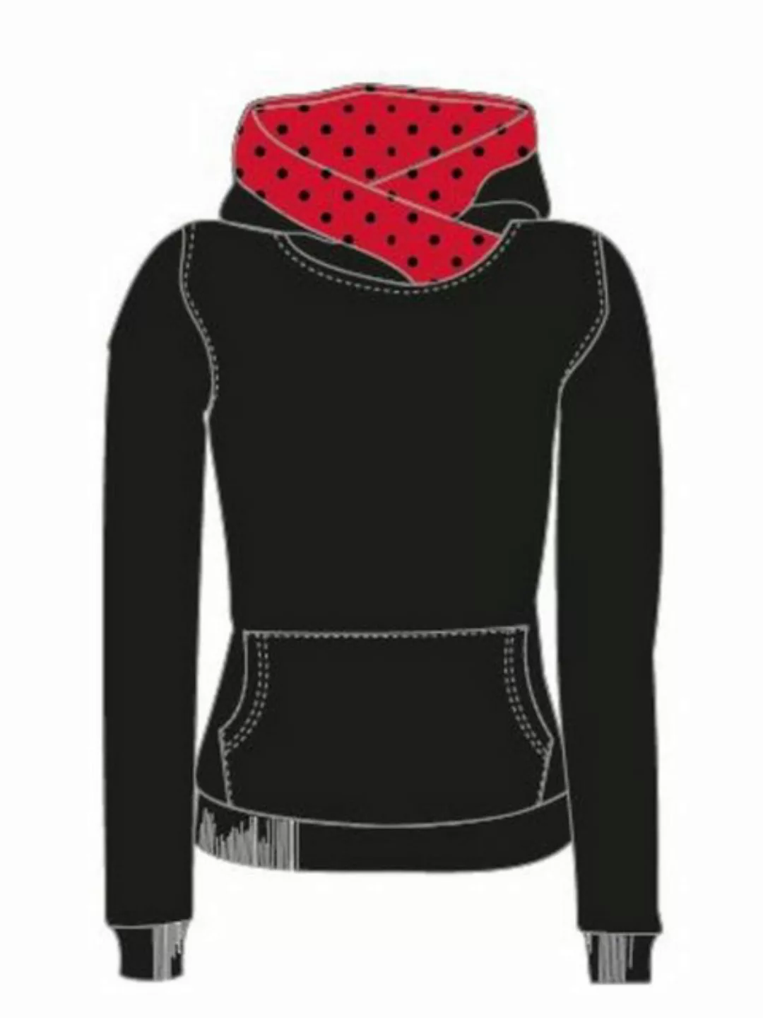 Pussy Deluxe Black Dotties On Red Hoodie Damen Schalkragenpullover schwarz/ günstig online kaufen
