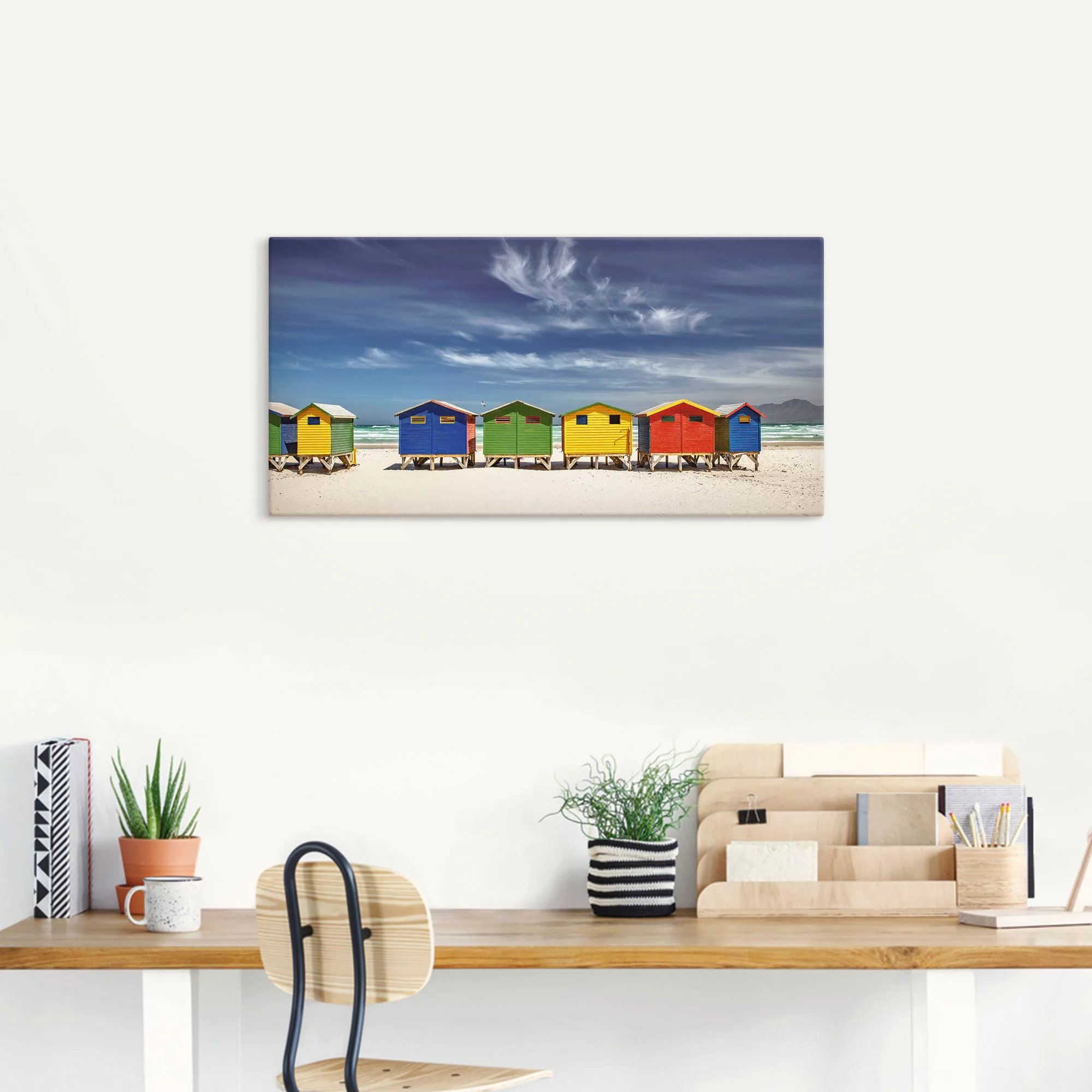 Artland Wandbild "Bunte Strandhäuser bei Kapstadt", Strandbilder, (1 St.), günstig online kaufen
