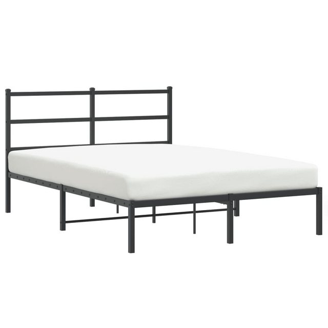 vidaXL Bettgestell, Bettrahmen mit Kopfteil Metall Schwarz 135x190 cm günstig online kaufen