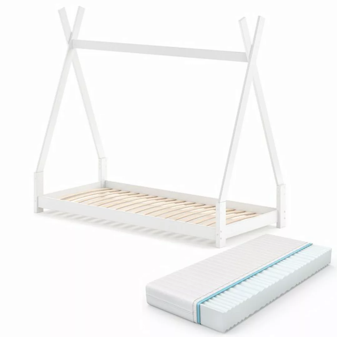 VitaliSpa® Kinderbett Tipi, Weiß, 90x200 cm Hoch, mit Matratze günstig online kaufen