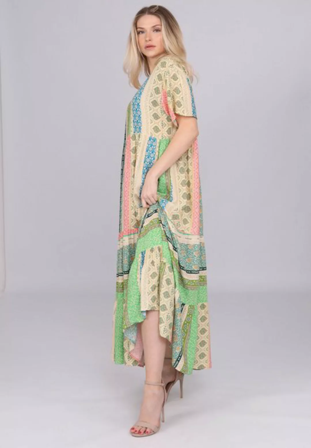 YC Fashion & Style Sommerkleid "Bohème Patchwork-Maxikleid" Alloverdruck, B günstig online kaufen