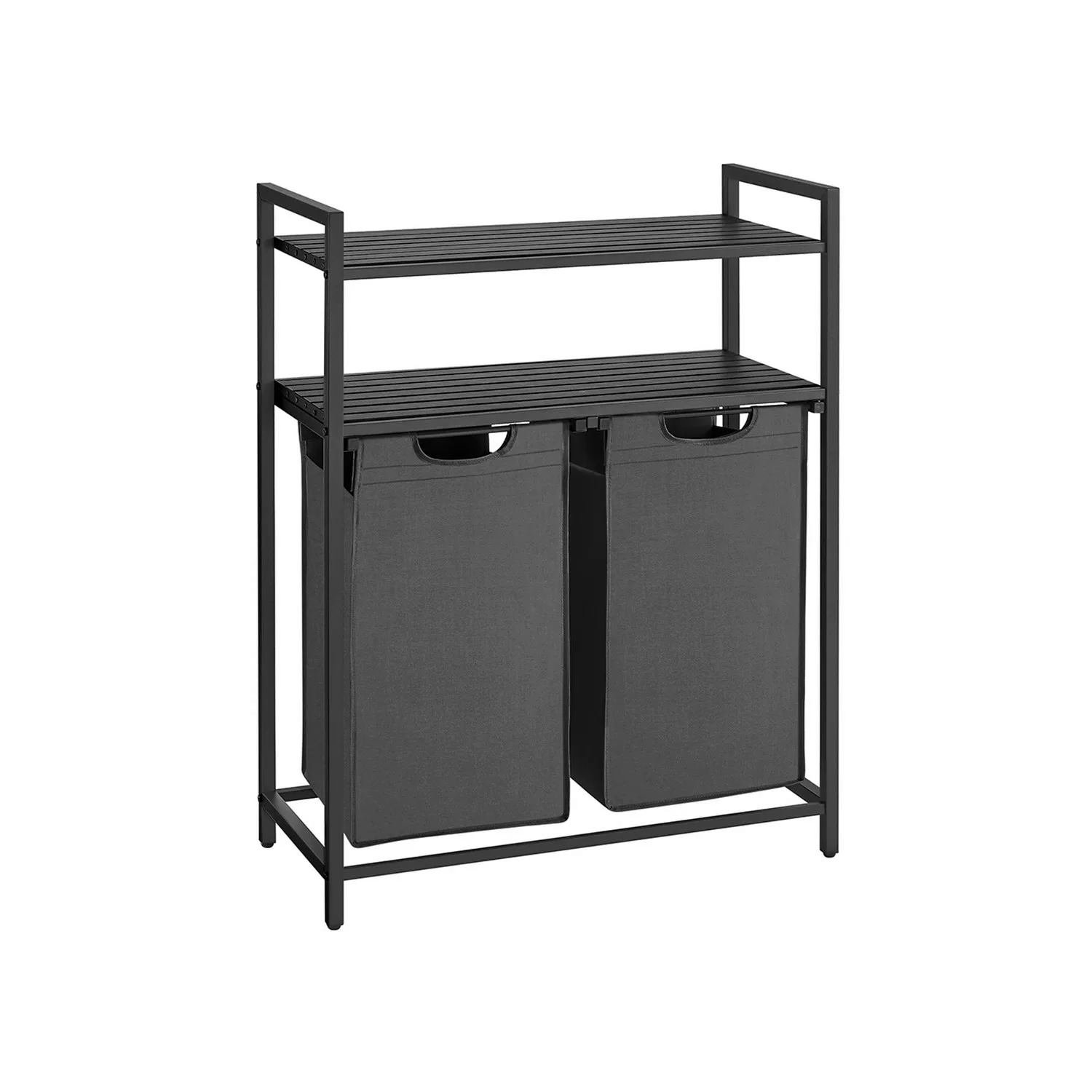Vasagle Wäschekorb 2 Fächern 33 cm x 73 cm x 92 cm Schwarz-Grau 92 l günstig online kaufen