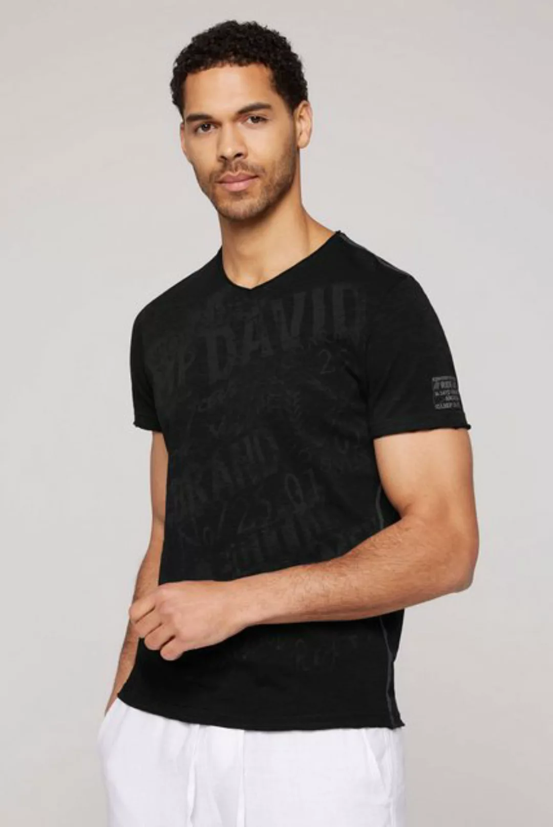 CAMP DAVID V-Shirt mit offenen Kanten günstig online kaufen