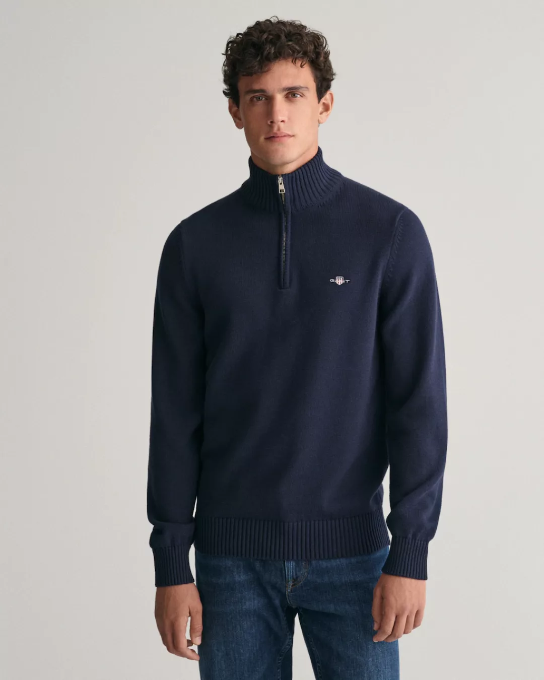 Gant Troyer "CASUAL COTTON HALF ZIP", mit grafischer Logostickerei auf der günstig online kaufen